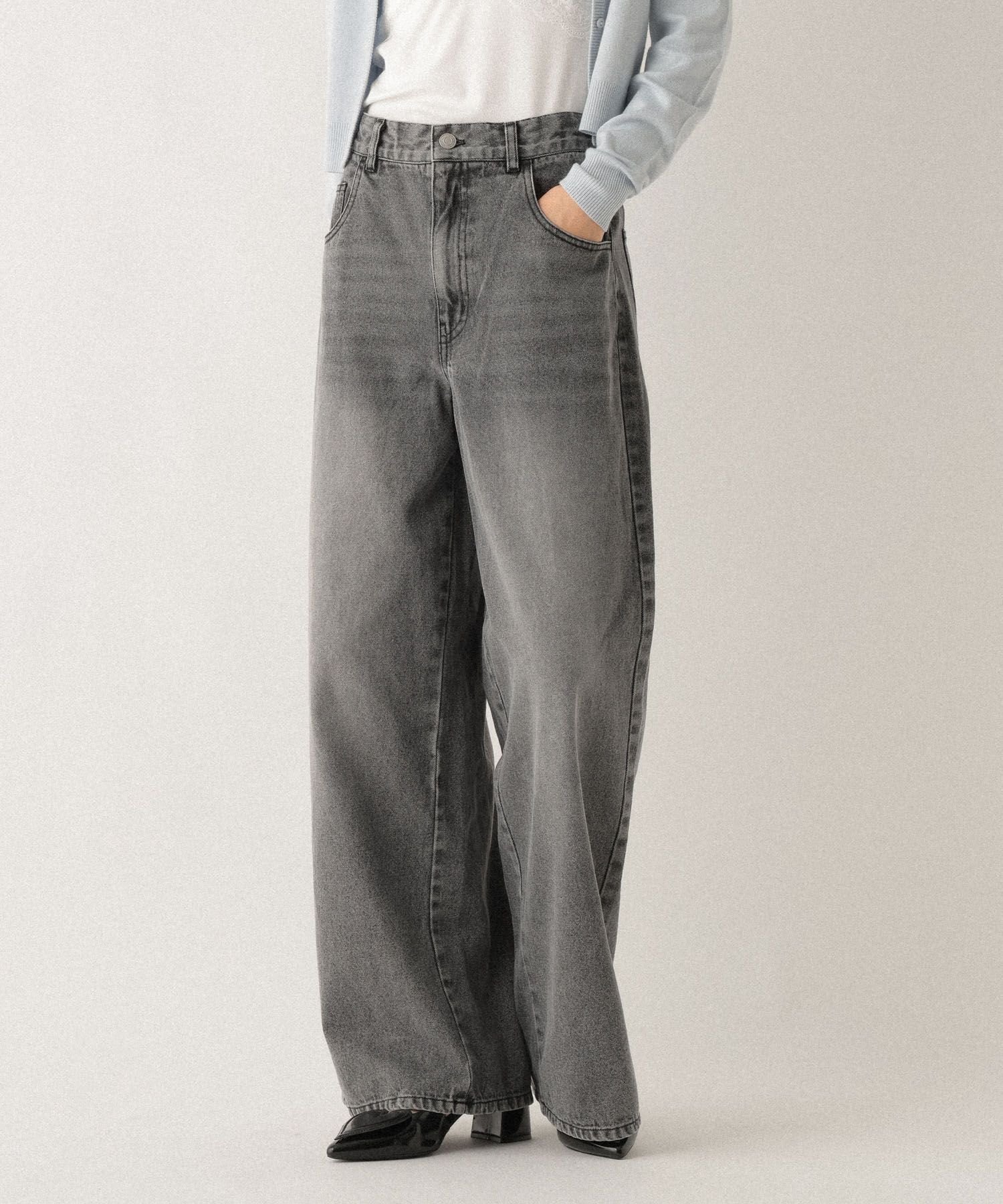 【ヘザー/Heather】の【ウエストサイドボタンで自由にフィット】2WAYデニムワイドパンツ インテリア・キッズ・メンズ・レディースファッション・服の通販 founy(ファニー) ファッション Fashion レディースファッション Fashion for Women パンツ Pants & Trousers おすすめ Recommended / Our Picks シンプル Simple, Minimal デニム Denim, Jeans Material フィット Fit, Slim Fit ワイド Wide, Wide Fit グレー|ID: prp329100004828700 ipo3291000000035142614