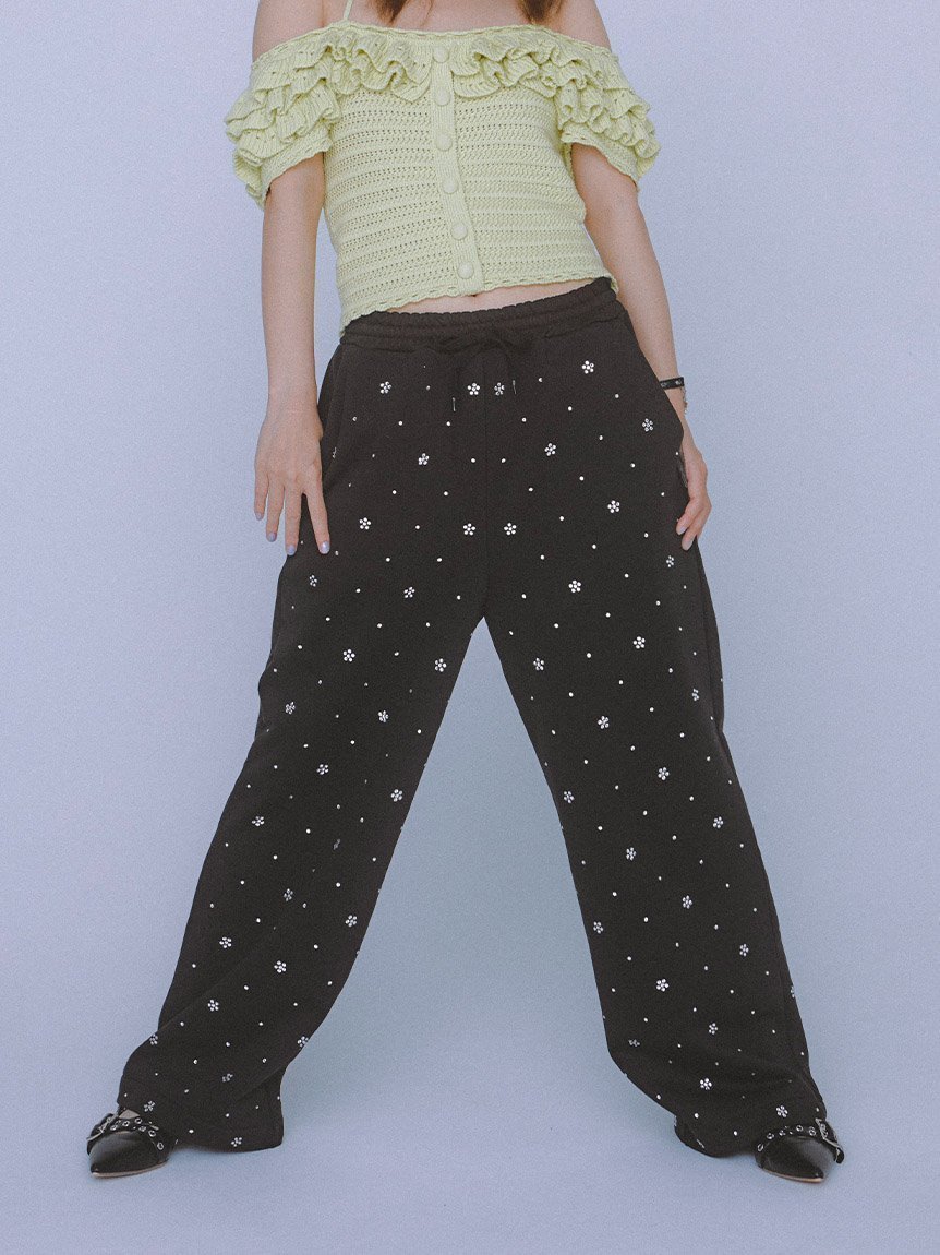 【ファーファー/FURFUR】の【限定カラー】ビジュー付きスウェットパンツ インテリア・キッズ・メンズ・レディースファッション・服の通販 founy(ファニー) 　ファッション　Fashion　レディースファッション　Fashion for Women　パンツ　Pants & Trousers　シンプル　Simple, Minimal　スマート　Smart, Elegant　ビジュー　Bijou, Jewel-like Accent　BLK[009]|ID: prp329100004828705 ipo3291000000035142677