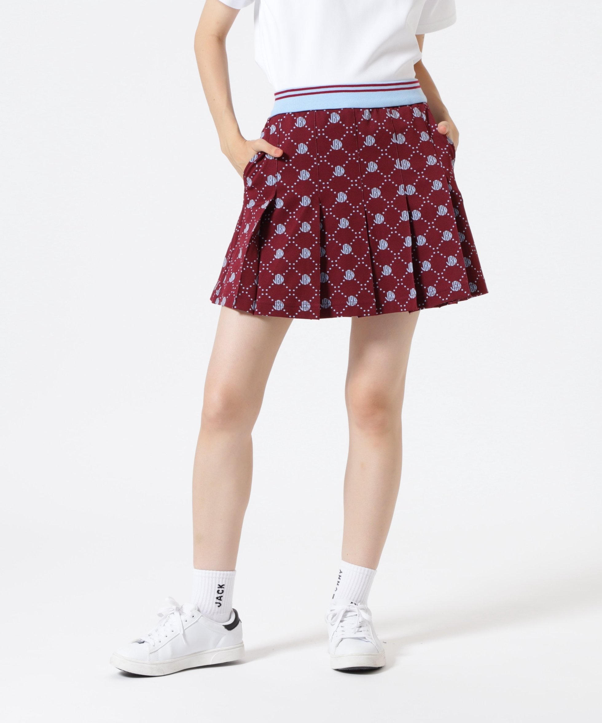 【ジャックバニー/Jack Bunny】のロゴ モノグラムジャガードスカート インテリア・キッズ・メンズ・レディースファッション・服の通販 founy(ファニー) 　ファッション　Fashion　レディースファッション　Fashion for Women　スカート　Skirts　おすすめ　Recommended / Our Picks　インナー　Innerwear　ゴルフ　Golf　ブルゾン　Blouson, Bomber Jacket　プリーツ　Pleats, Pleated　人気　Popular, Best Seller　ワイン|ID: prp329100004828717 ipo3291000000035142796