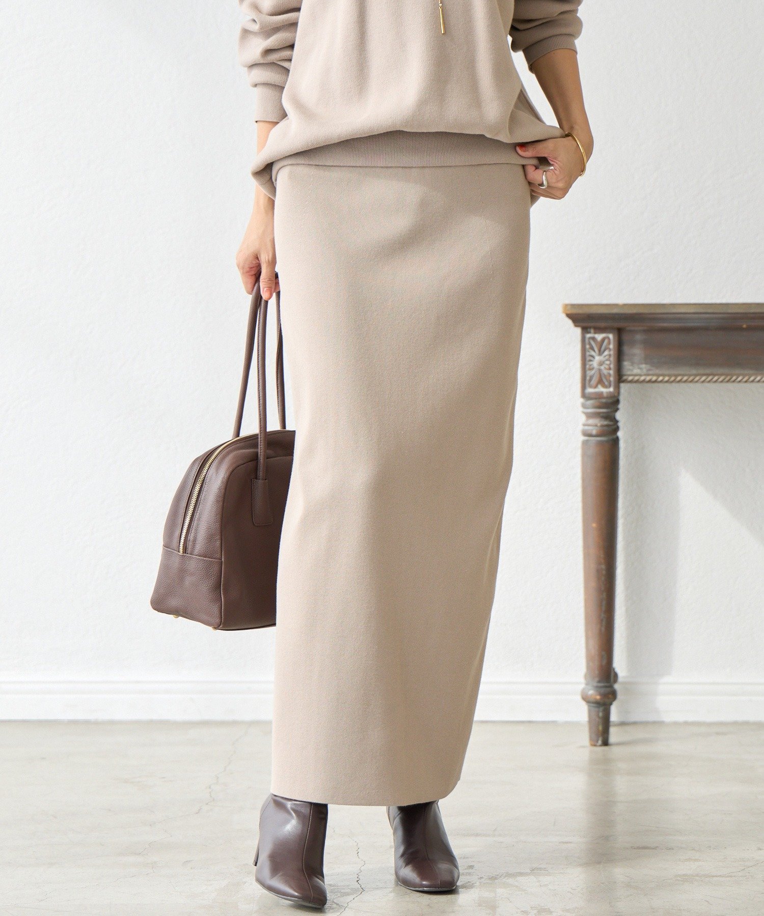 【リヴドロワ/RIVE DROITE】の【楽ちん美シルエット】コットンストレッチニットスカート インテリア・キッズ・メンズ・レディースファッション・服の通販 founy(ファニー) 　ファッション　Fashion　レディースファッション　Fashion for Women　スカート　Skirts　ストレッチ　Stretch, Stretchy Fabric　ポケット　Pocket, Pocket Detail　楽ちん　Easy Fit, Comfortable　再入荷　Restock / Back in Stock　おすすめ　Recommended / Our Picks　エレガント 上品　Elegant　モカ|ID: prp329100004828731 ipo3291000000035143022