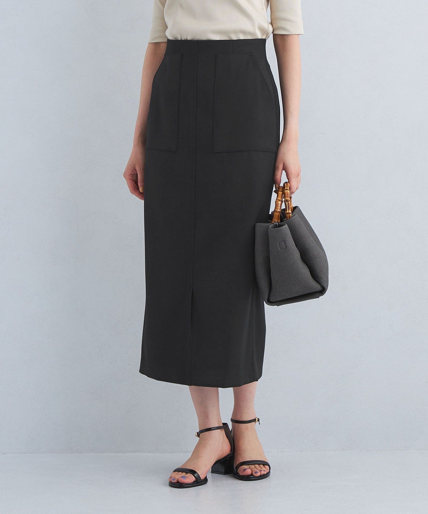 【ユナイテッドアローズ/UNITED ARROWS】のsize SHORT/TALLあり キチントボトムス Iライン スカート インテリア・キッズ・メンズ・レディースファッション・服の通販 founy(ファニー) 　ファッション　Fashion　レディースファッション　Fashion for Women　スカート　Skirts　カットソー　Cut and Sewn Top　ストレッチ　Stretch, Stretchy Fabric　ストレート　Straight, Straight Cut　チェック　Check, Plaid, Tartan　フェザー　Feather, Feather Detail　フロント　Front, Front Design　ポケット　Pocket, Pocket Detail　アウトレット　Outlet / Clearance　おすすめ　Recommended / Our Picks　BLACK|ID: prp329100004828740 ipo3291000000035143142