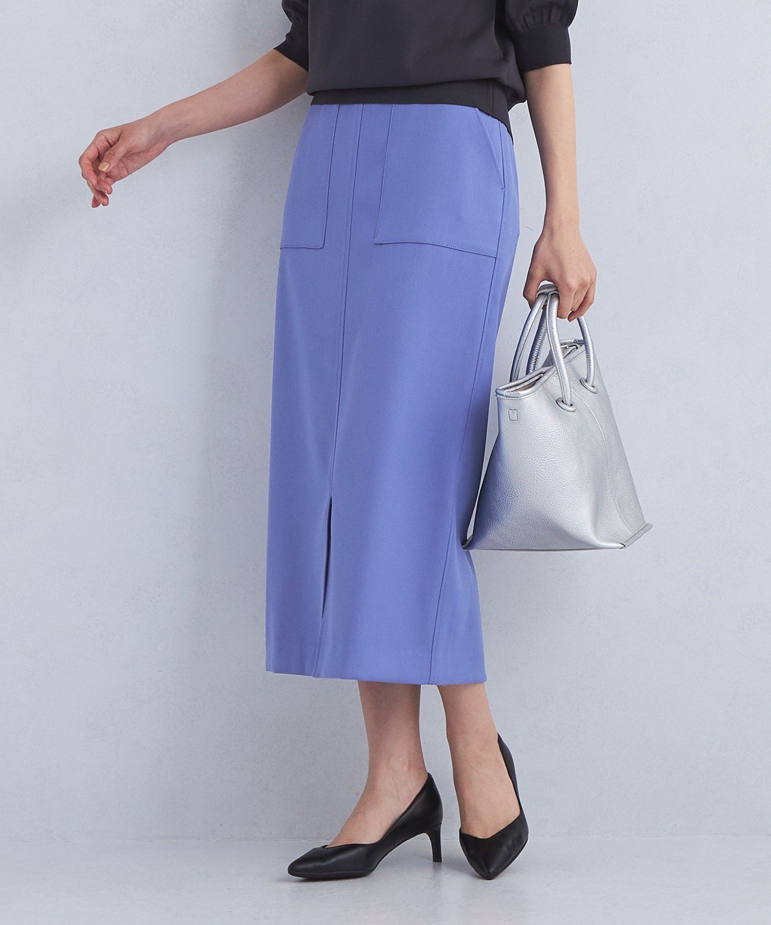 【ユナイテッドアローズ/UNITED ARROWS】のsize SHORT/TALLあり キチントボトムス Iライン スカート インテリア・キッズ・メンズ・レディースファッション・服の通販 founy(ファニー) 　ファッション　Fashion　レディースファッション　Fashion for Women　スカート　Skirts　カットソー　Cut and Sewn Top　ストレッチ　Stretch, Stretchy Fabric　ストレート　Straight, Straight Cut　チェック　Check, Plaid, Tartan　フェザー　Feather, Feather Detail　フロント　Front, Front Design　ポケット　Pocket, Pocket Detail　アウトレット　Outlet / Clearance　おすすめ　Recommended / Our Picks　PURPLE|ID: prp329100004828740 ipo3291000000035143143