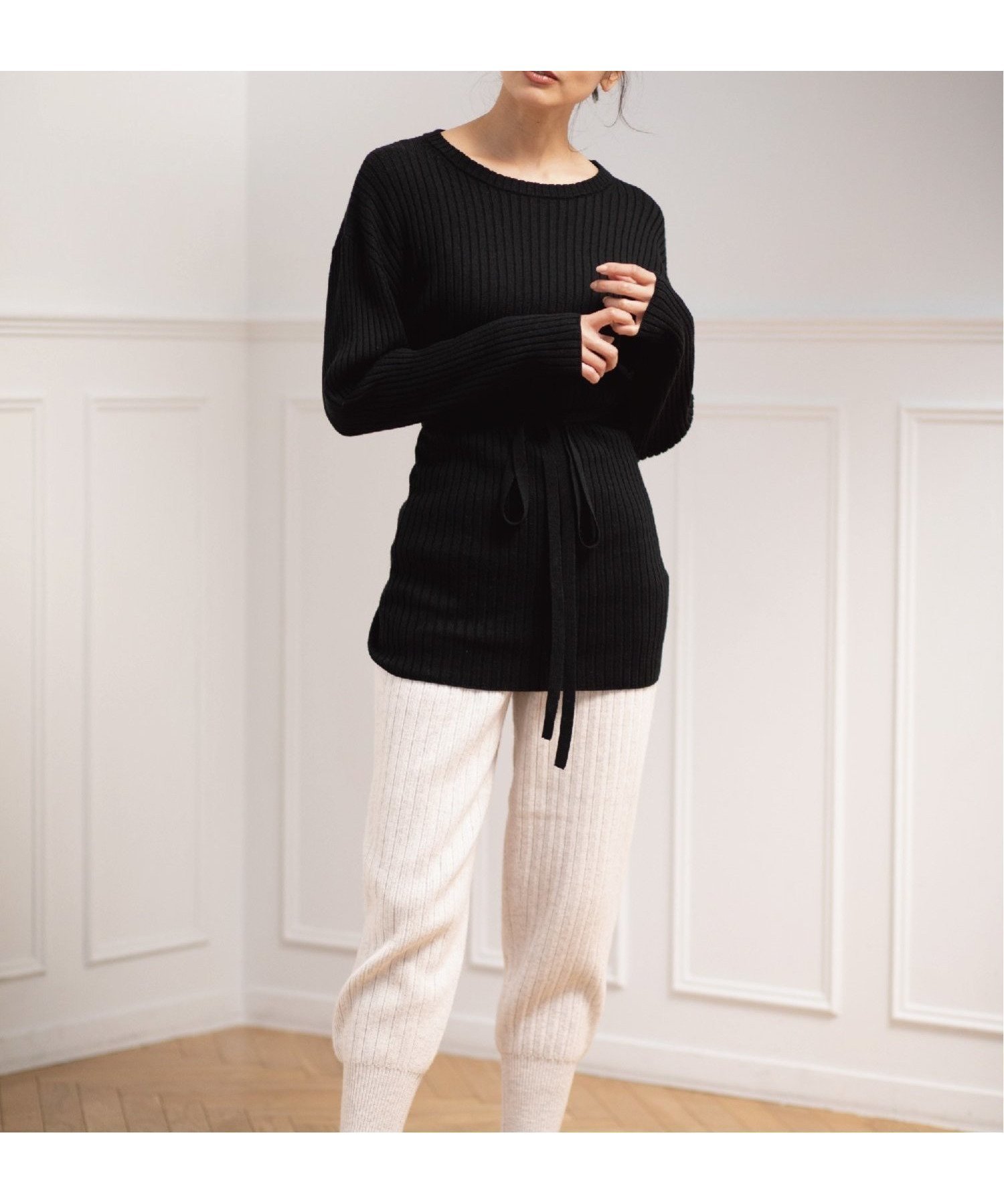 【その他のブランド/Other】のWrap Pullover インテリア・キッズ・メンズ・レディースファッション・服の通販 founy(ファニー) 　ファッション　Fashion　レディースファッション　Fashion for Women　トップス・カットソー　Cut & Sew Tops　カジュアルプルオーバー・ニットトップス　Pullovers & Knit Tops / Casual Pullovers　リブニット　Rib Knit, Ribbed Knit　Black|ID: prp329100004828771 ipo3291000000035143429