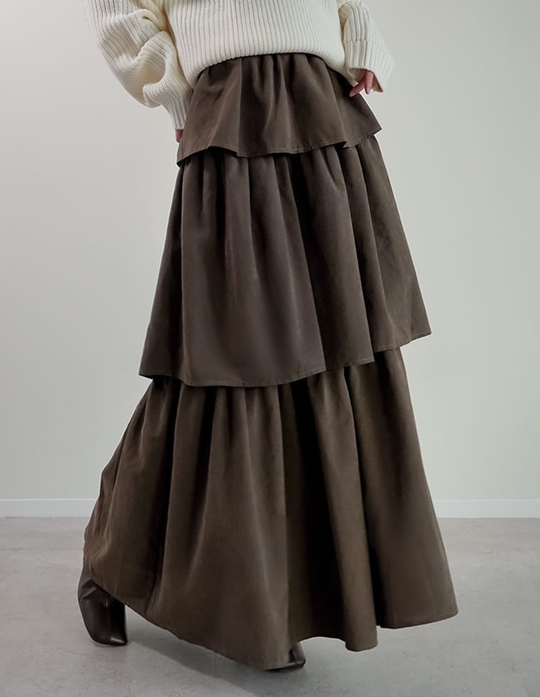 【リエディ/Re:EDIT】のピーチタフタティアードスカート インテリア・キッズ・メンズ・レディースファッション・服の通販 founy(ファニー) ファッション Fashion レディースファッション Fashion for Women スカート Skirts ティアードスカート Tiered Skirts おすすめ Recommended / Our Picks シンプル Simple, Minimal スウェット / スエット Sweatshirt, Sweatwear タフタ Taffeta, Structured Fabric ピーチ Peach, Soft Touch ブルゾン Blouson, Bomber Jacket リラックス Relax, Relaxed Fit ロング Long, Long-Length エレガント 上品 Elegant A/W・秋冬 Autumn/Winter ブラウン|ID: prp329100004828773 ipo3291000000035143476