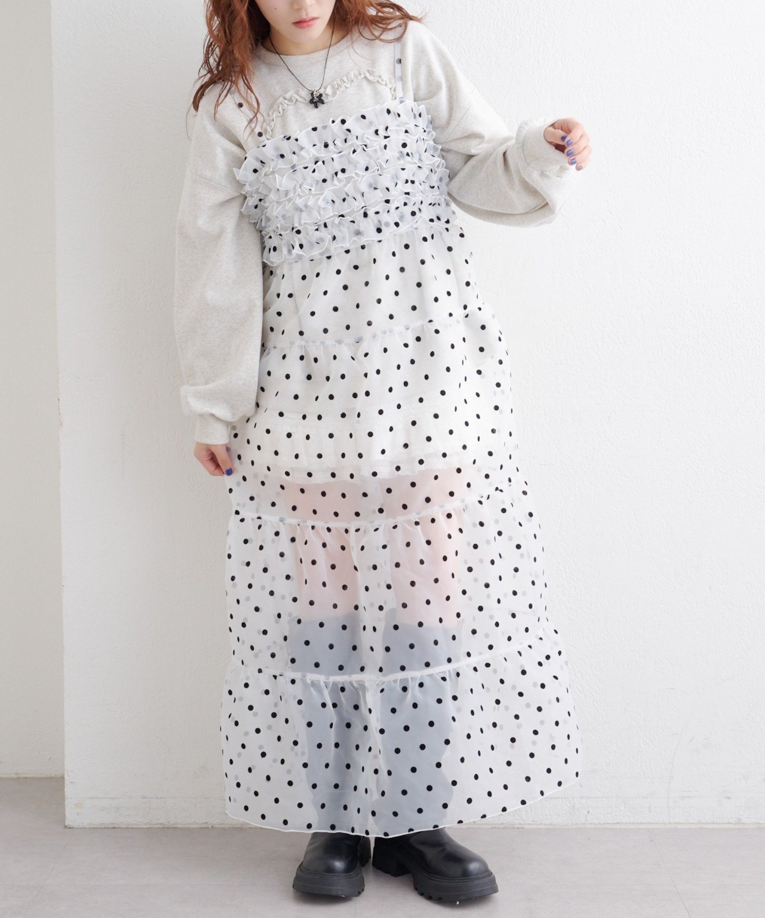 【パルグループ/PAL GROUP】の【w closet】オーガンジーキャミワンピース 人気、トレンドファッション・服の通販 founy(ファニー) 　ファッション　Fashion　レディースファッション　Fashion for Women　ワンピース　Dresses　キャミソールワンピース　Camisole Dresses　インナー　Innerwear　オーガンジー　Organza Fabric　カットソー　Cut and Sewn Top　ギャザー　Gathered, Ruffled　タートル　Turtleneck, Turtle Collar　フリル　Frill, Ruffle　ロング　Long, Long-Length　再入荷　Restock / Back in Stock　 other-1|ID: prp329100004828789 ipo3291000000035143694