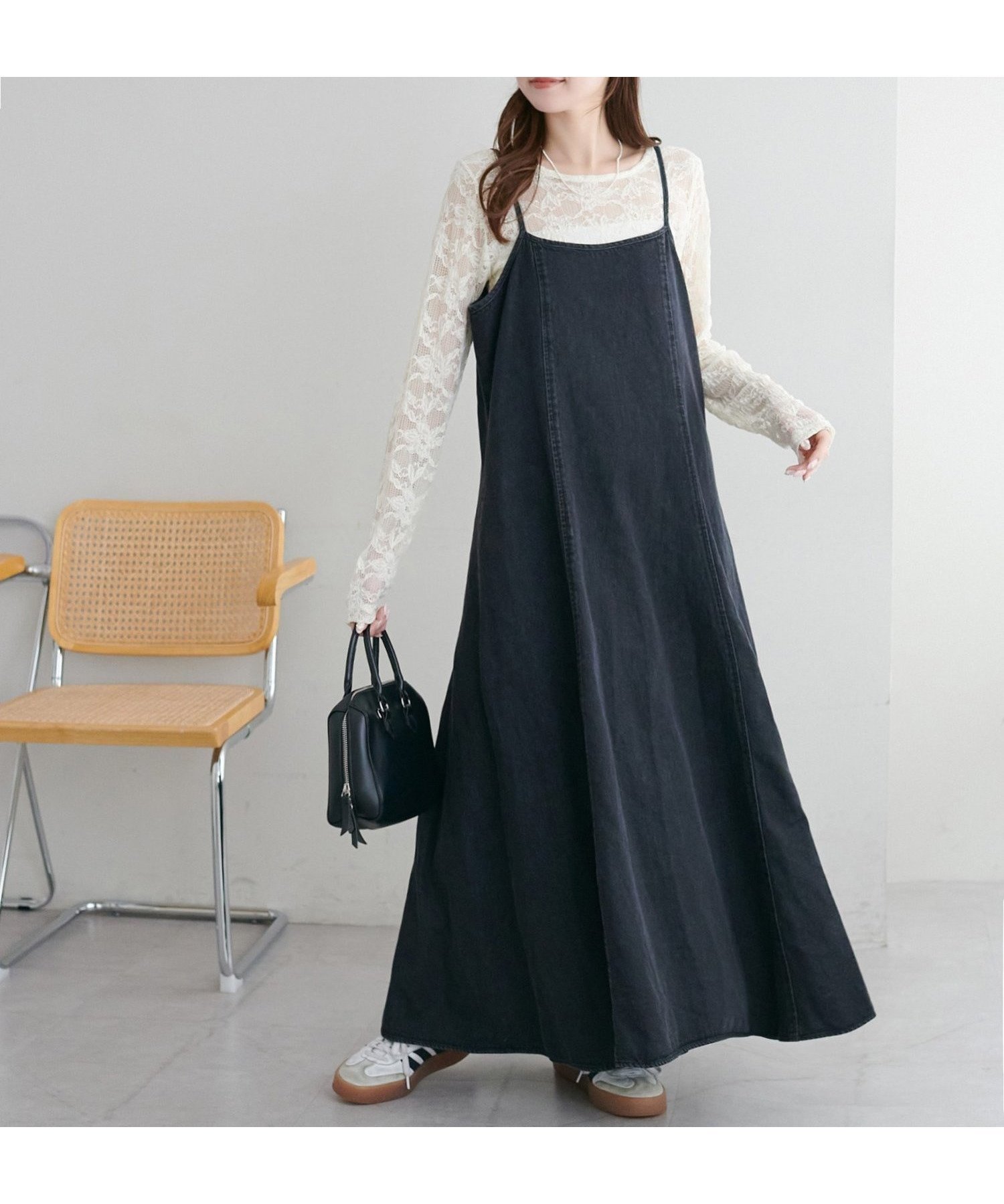 【ディスコート/Discoat】の【SS先行 】デニムフレアキャミワンピース インテリア・キッズ・メンズ・レディースファッション・服の通販 founy(ファニー) 　ファッション　Fashion　レディースファッション　Fashion for Women　ワンピース　Dresses　キャミソールワンピース　Camisole Dresses　ブラック|ID: prp329100004828792 ipo3291000000035143711