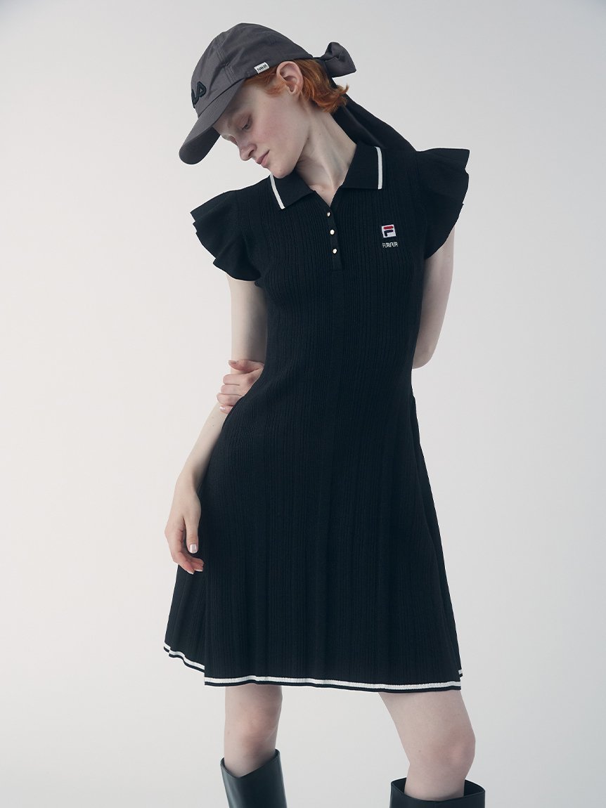 【ファーファー/FURFUR】の【FILAコラボ】ニットワンピース インテリア・キッズ・メンズ・レディースファッション・服の通販 founy(ファニー) 　雑誌掲載アイテム　Magazine Picks & Fashion Features　ファッション雑誌　Fashion Magazines　スウィート　Sweet　ファッション　Fashion　レディースファッション　Fashion for Women　ワンピース　Dresses　ニットワンピース　Knit Dresses　8月号　August Issue, Aug. Edition　コラボ　Collaboration, Collab　スマート　Smart, Elegant　フレア　Flare, Flared　ボーダー　Border, Stripe　無地　Plain, Solid Color　雑誌　Magazine, Fashion Magazine　BLK[009]|ID: prp329100004828794 ipo3291000000035143758