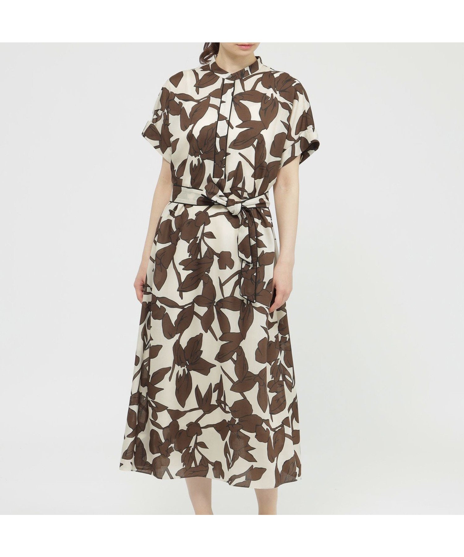 【ポール スチュアート/Paul Stuart】の【ウォッシャブル】オーディシャスフラワープリント ワンピース インテリア・キッズ・メンズ・レディースファッション・服の通販 founy(ファニー) ファッション Fashion レディースファッション Fashion for Women ワンピース Dresses おすすめ Recommended / Our Picks ウォッシャブル Machine Washable オレンジ Orange パイピング Piping, Trim Design フラワー Flower, Floral プリント Print, Printed Pattern モチーフ Motif, Design Theme エレガント 上品 Elegant ブラウン|ID: prp329100004828799 ipo3291000000035143836