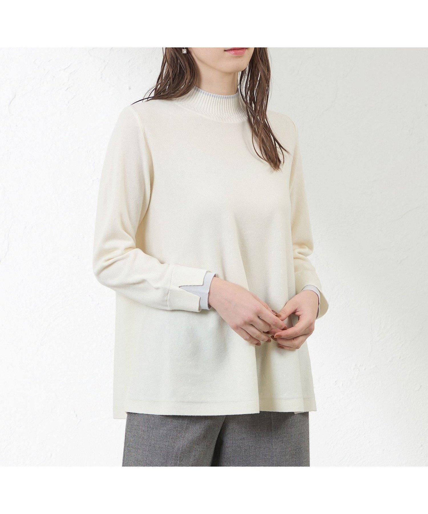 【アマカ/AMACA】のバイカラーラインチュニックニット インテリア・キッズ・メンズ・レディースファッション・服の通販 founy(ファニー) ファッション Fashion レディースファッション Fashion for Women トップス・カットソー Cut & Sew Tops ニット Knit Tops & Sweaters ホワイト|ID: prp329100004828812 ipo3291000000035143988