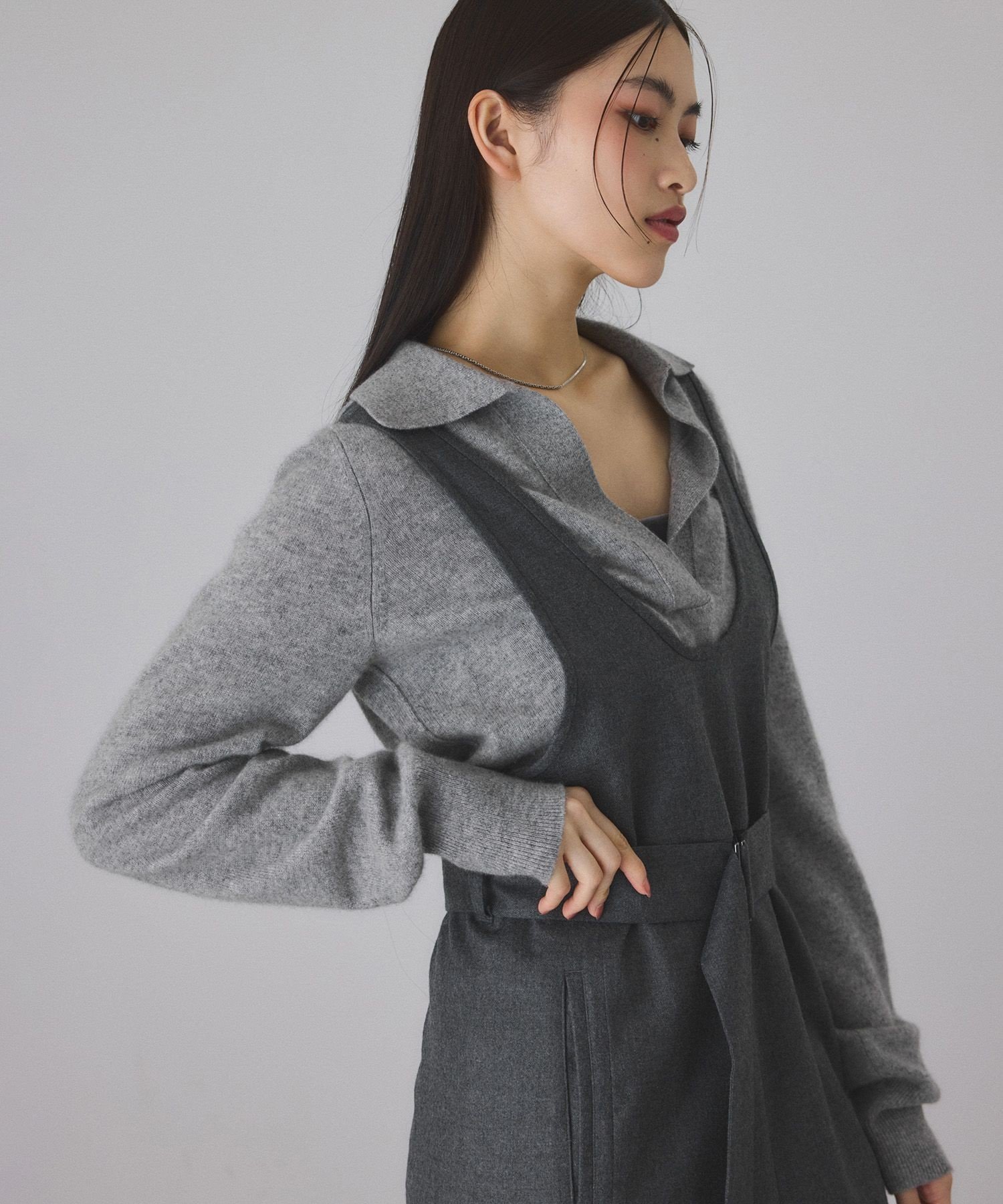 【アダム エ ロペ/ADAM ET ROPE'】のカシミヤポロニット インテリア・キッズ・メンズ・レディースファッション・服の通販 founy(ファニー) 　ファッション　Fashion　レディースファッション　Fashion for Women　トップス・カットソー　Cut & Sew Tops　ニット　Knit Tops & Sweaters　シンプル　Simple, Minimal　スカーフ　Scarf, Neckwear　スラックス　Slacks, Dress Pants　セーター　Sweater, Knitwear　ダウン　Down, Puffer　デニム　Denim, Jeans Material　マニッシュ　Mannish, Boyish　エレガント 上品　Elegant　2025年　2025　2025-2026秋冬・A/W　Autumn/Winter 2025–26 AW25–26　グレー(07)|ID: prp329100004828824 ipo3291000000035144083