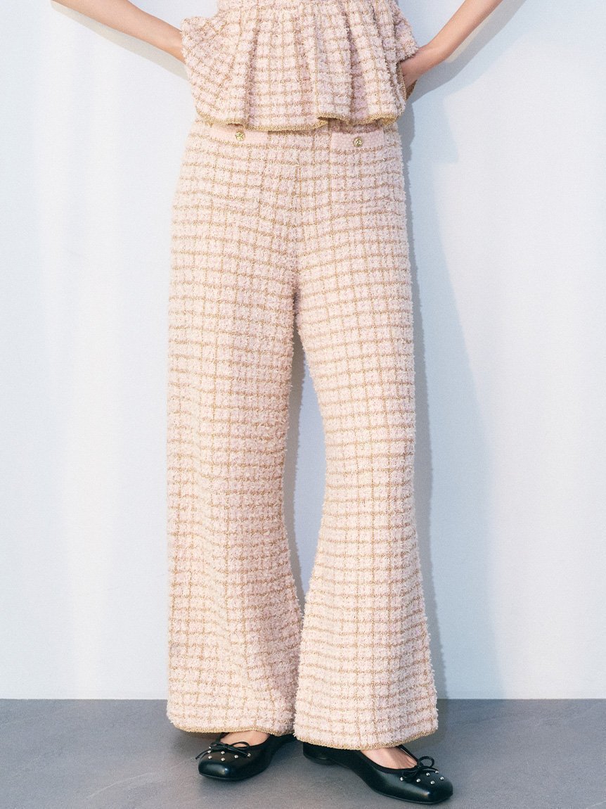【リリーブラウン/Lily Brown】のツイードニットワイドパンツ インテリア・キッズ・メンズ・レディースファッション・服の通販 founy(ファニー) 　ファッション　Fashion　レディースファッション　Fashion for Women　パンツ　Pants & Trousers　カーディガン　Cardigan, Knitwear　ストレート　Straight, Straight Cut　スマート　Smart, Elegant　ツイード　Twill, Twill Weave　ビスチェ　Bustier, Corset Top　ポケット　Pocket, Pocket Detail　ミックス　Mix, Mixed Style　リュクス　Luxury, Elegant, High-End, Chic　PNK[066]|ID: prp329100004828829 ipo3291000000035144121