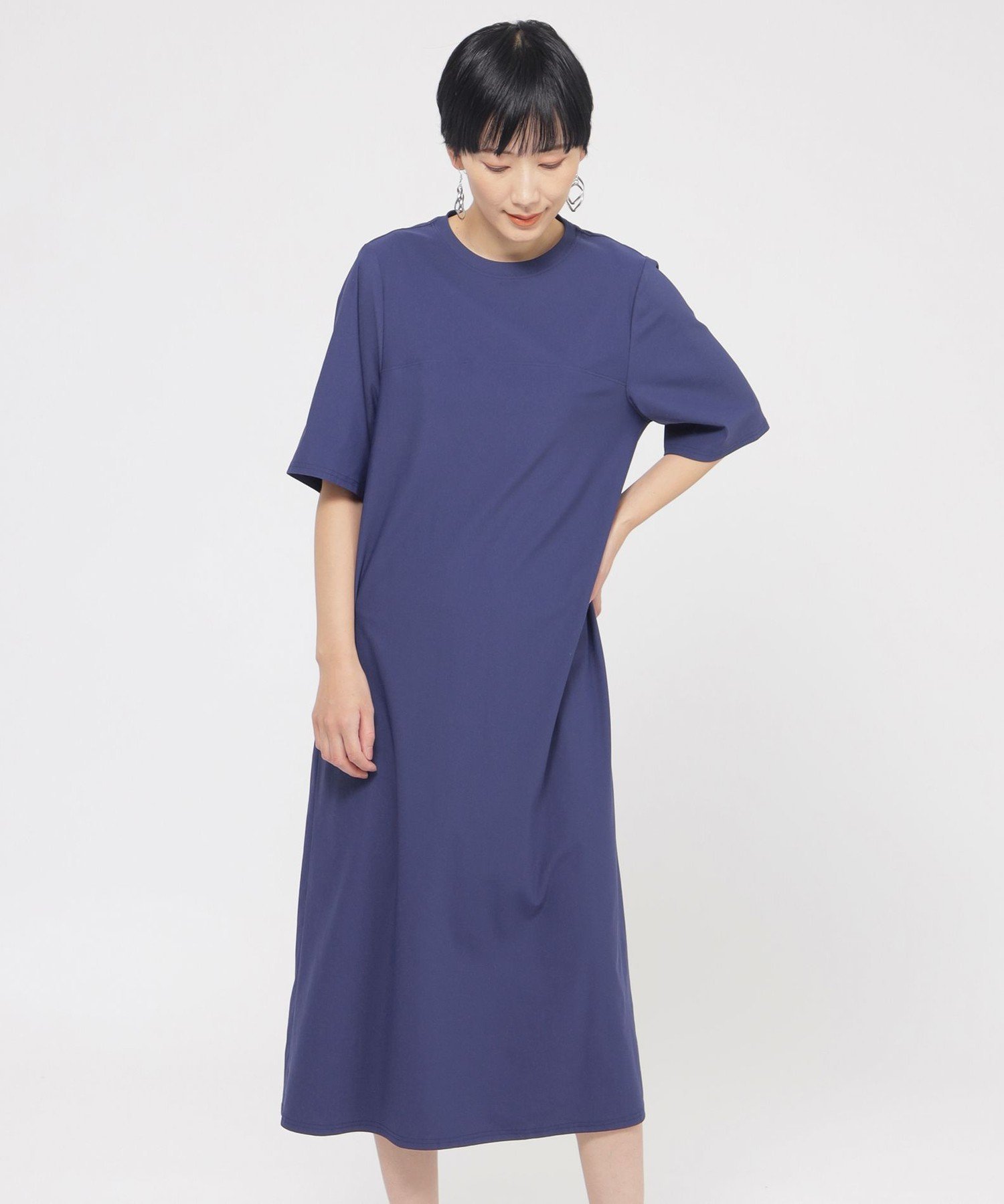 【エヴェックス バイ クリツィア/EVEX by KRIZIA】の【接触冷感】【UVカット】【ウォッシャブル】メリルハイテンションTシャツワンピース インテリア・キッズ・メンズ・レディースファッション・服の通販 founy(ファニー) 　ファッション　Fashion　レディースファッション　Fashion for Women　ワンピース　Dresses　シャツワンピース / 1枚で着映えコーデ　Shirt Dresses　ウォッシャブル　Machine Washable　シルク　Silk, 100% Silk　ストレッチ　Stretch, Stretchy Fabric　夏　Summer　定番　Standard, Basic Item　春　Spring　S/S・春夏　SS, Spring/Summer, Warm Season　軽量　Lightweight, Ultra Light　ブルー|ID: prp329100004828838 ipo3291000000035144334