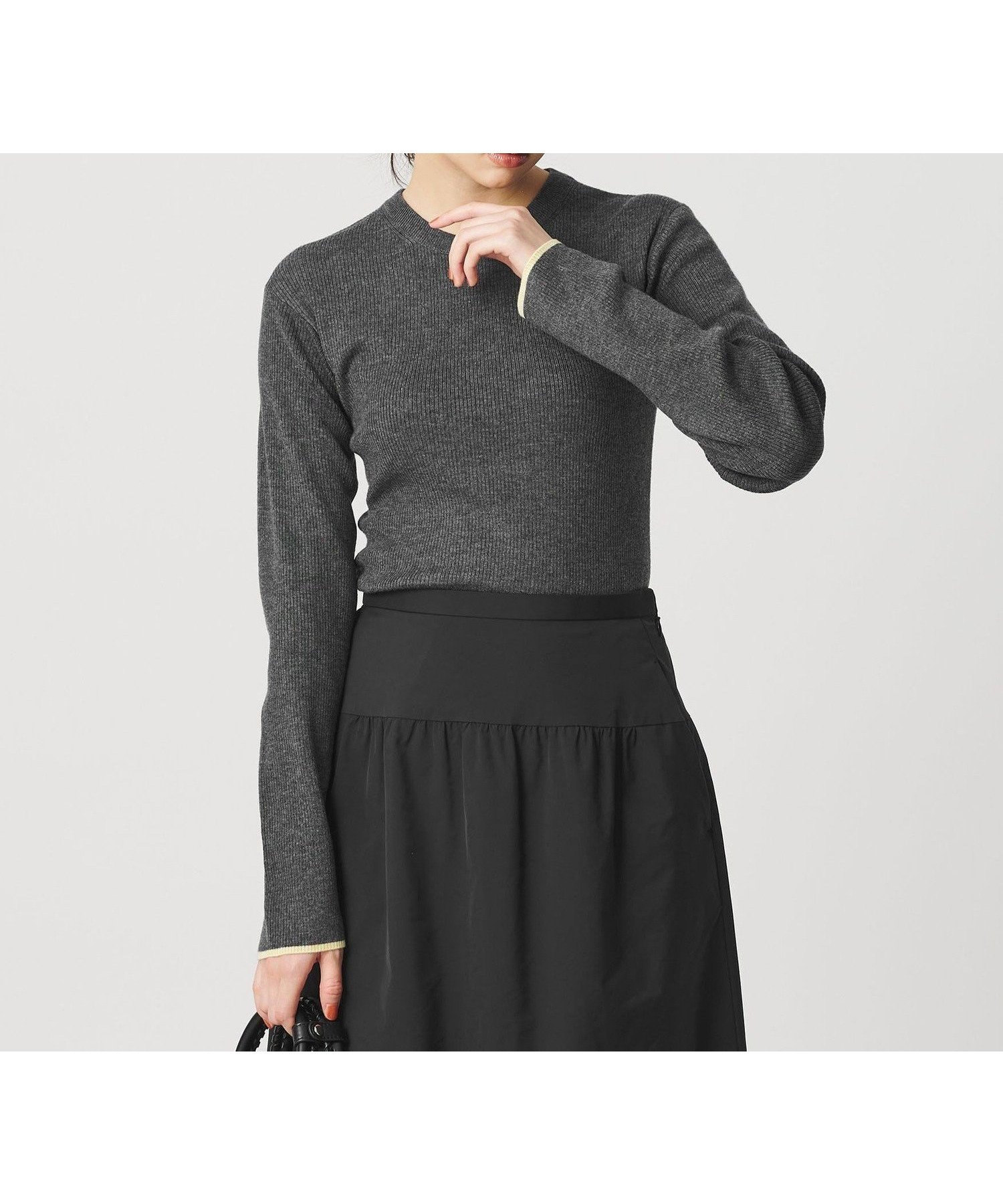 【ビューティ&ユース ユナイテッドアローズ/BEAUTY&YOUTH / UNITED ARROWS】のリブライン ニットプルオーバー ウォッシャブル インテリア・キッズ・メンズ・レディースファッション・服の通販 founy(ファニー) 　ファッション　Fashion　レディースファッション　Fashion for Women　トップス・カットソー　Cut & Sew Tops　ニット　Knit Tops & Sweaters　カジュアルプルオーバー・ニットトップス　Pullovers & Knit Tops / Casual Pullovers　おすすめ　Recommended / Our Picks　アクリル　Acrylic Material　インナー　Innerwear　ウォッシャブル　Machine Washable　コンパクト　Compact, Small Size　シンプル　Simple, Minimal　ジャケット　Jacket, Outerwear　DK.GRAY|ID: prp329100004828844 ipo3291000000035144397