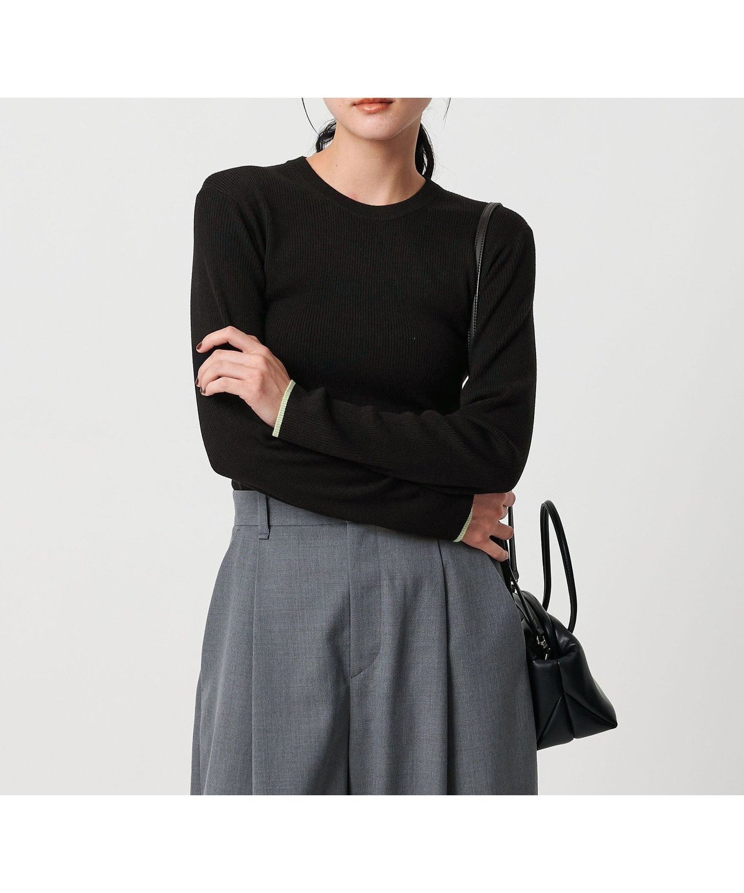 【ビューティ&ユース ユナイテッドアローズ/BEAUTY&YOUTH / UNITED ARROWS】のリブライン ニットプルオーバー ウォッシャブル インテリア・キッズ・メンズ・レディースファッション・服の通販 founy(ファニー) 　ファッション　Fashion　レディースファッション　Fashion for Women　トップス・カットソー　Cut & Sew Tops　ニット　Knit Tops & Sweaters　カジュアルプルオーバー・ニットトップス　Pullovers & Knit Tops / Casual Pullovers　おすすめ　Recommended / Our Picks　アクリル　Acrylic Material　インナー　Innerwear　ウォッシャブル　Machine Washable　コンパクト　Compact, Small Size　シンプル　Simple, Minimal　ジャケット　Jacket, Outerwear　BLACK|ID: prp329100004828844 ipo3291000000035144399