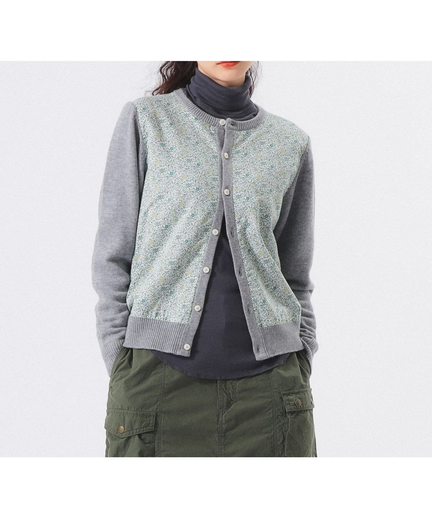 【ビームス ウイメン/BEAMS】のリバティ パッチ カーディガン インテリア・キッズ・メンズ・レディースファッション・服の通販 founy(ファニー) 　ファッション　Fashion　レディースファッション　Fashion for Women　トップス・カットソー　Cut & Sew Tops　カーディガン・羽織り　Layered Style Cardigans　インナー　Innerwear　ウェーブ　Wavy Pattern　カットソー　Cut and Sewn Top　カーディガン　Cardigan, Knitwear　長袖　Long Sleeve, Full Sleeve　パッチ　Patch, Appliqué　フラワー　Flower, Floral　ベーシック　Basic, Essential　冬　Winter / This Winter　エレガント 上品　Elegant　T.GREY|ID: prp329100004828846 ipo3291000000035144422