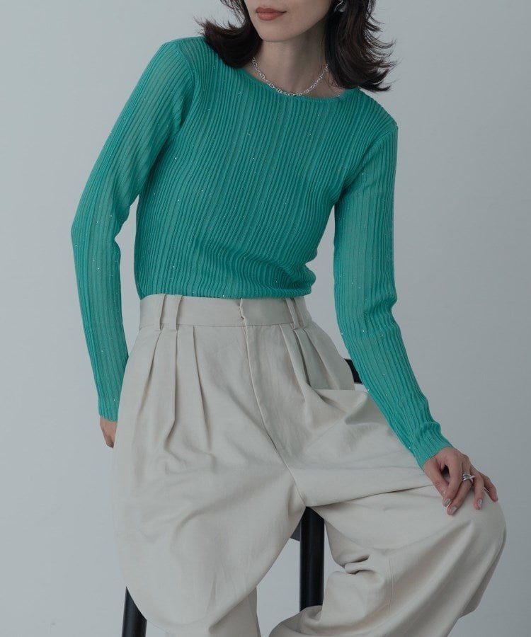 【インディヴィ/INDIVI】のシアースパンコールニット インテリア・キッズ・メンズ・レディースファッション・服の通販 founy(ファニー) ファッション Fashion レディースファッション Fashion for Women トップス・カットソー Cut & Sew Tops ニット Knit Tops & Sweaters インナー Innerwear キャミ Camisole, Cami Top スパンコール Sequins, Sequin Embellishment ベーシック Basic, Essential グリーン|ID: prp329100004828851 ipo3291000000035144474