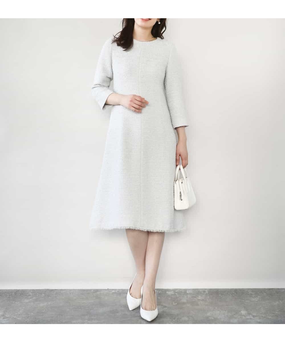 【オフオン/ofuon】のセットアップ対応 ツイードデザインワンピース/WEB限定 インテリア・キッズ・メンズ・レディースファッション・服の通販 founy(ファニー) 　ファッション　Fashion　レディースファッション　Fashion for Women　ワンピース　Dresses　アクセサリー　Fashion Accessories　春　Spring　秋　Autumn　ジャケット　Jacket, Outerwear　セットアップ　Set-Up, Coordinated Outfit　ツイード　Twill, Twill Weave　ラウンド　Round, Round Neck　冬　Winter / This Winter　夏　Summer　ライトグレー|ID: prp329100004828878 ipo3291000000035144873
