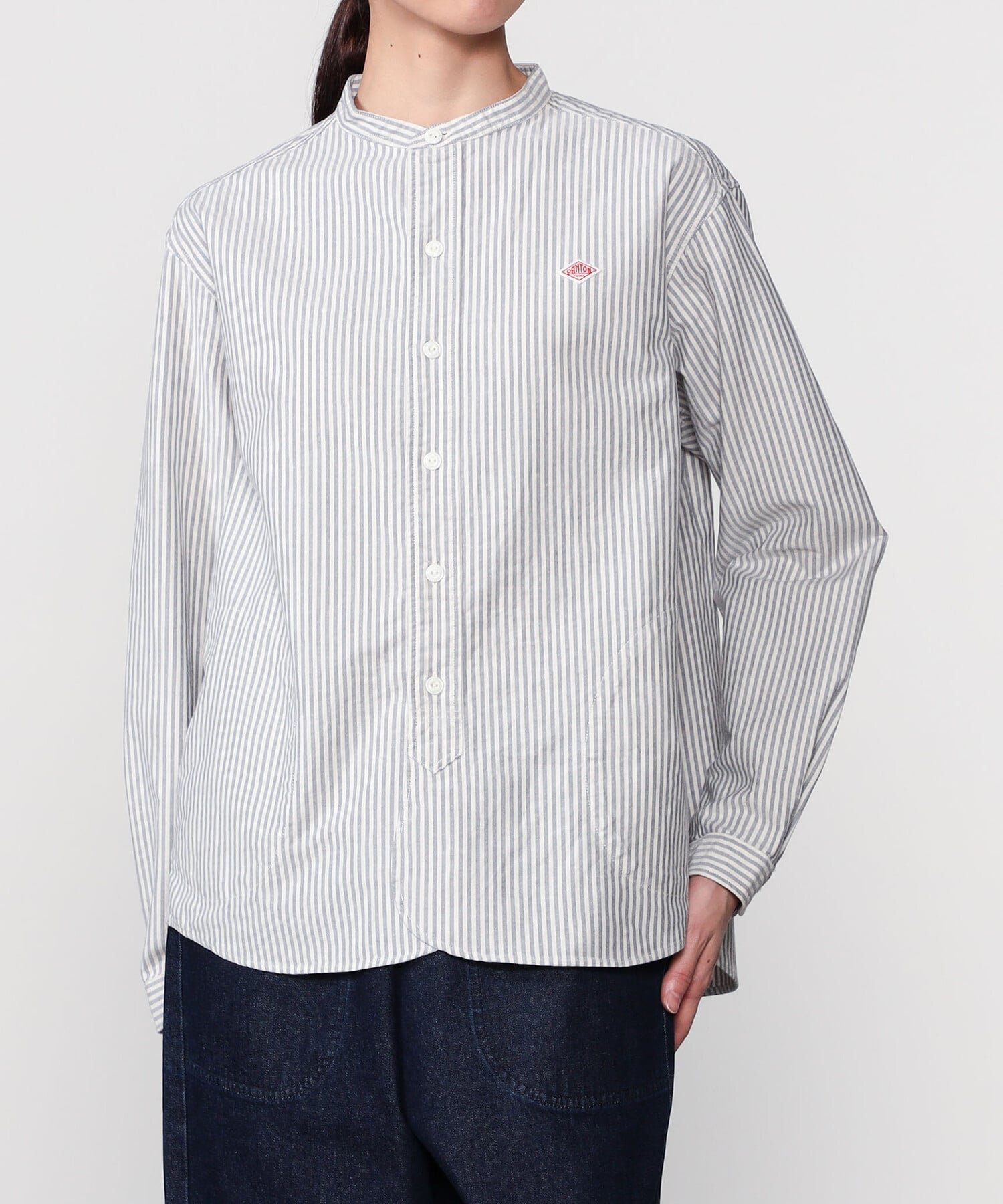 【ビショップ/Bshop】のオックスフォード バンドカラーシャツ STRIPE WOMEN インテリア・キッズ・メンズ・レディースファッション・服の通販 founy(ファニー) ファッション Fashion レディースファッション Fashion for Women トップス・カットソー Cut & Sew Tops シャツ・ブラウス・オフィスカジュアル Elegant Blouses & Button-Ups テクスチャー Texture, Textured Fabric ポケット Pocket, Pocket Detail 定番 Standard, Basic Item 長袖 Long Sleeve, Full Sleeve NAVY系1|ID: prp329100004828879 ipo3291000000035144880