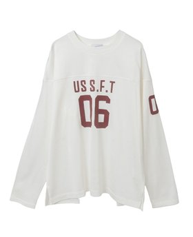【ソフィット/Soffitto】のフットボールロングTシャツ 人気、トレンドファッション・服の通販 founy(ファニー) ファッション Fashion レディースファッション Fashion for Women トップス・カットソー Cut & Sew Tops シャツ・ブラウス・オフィスカジュアル Elegant Blouses & Button-Ups ロングTシャツ・Tシャツ Longline T-Shirts & Tees カットソー Cut and Sewn Top スポーツ Sports, Activewear スラックス Slacks, Dress Pants デニム Denim, Jeans Material プリント Print, Printed Pattern ロング Long, Long-Length ヴィンテージ Vintage Style エレガント 上品 Elegant |ID:prp329100004828884