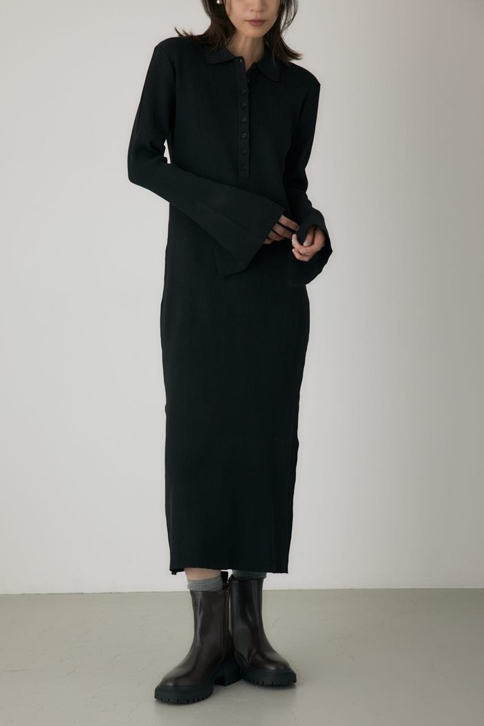 【クリエ コンフォルト/crie conforto】のポロリブニットワンピース インテリア・キッズ・メンズ・レディースファッション・服の通販 founy(ファニー) https://founy.com/ ファッション Fashion レディースファッション Fashion for Women ワンピース Dresses ニットワンピース Knit Dresses シンプル Simple, Minimal 軽量 Lightweight, Ultra Light |ID: prp329100004828900 ipo3291000000035145222