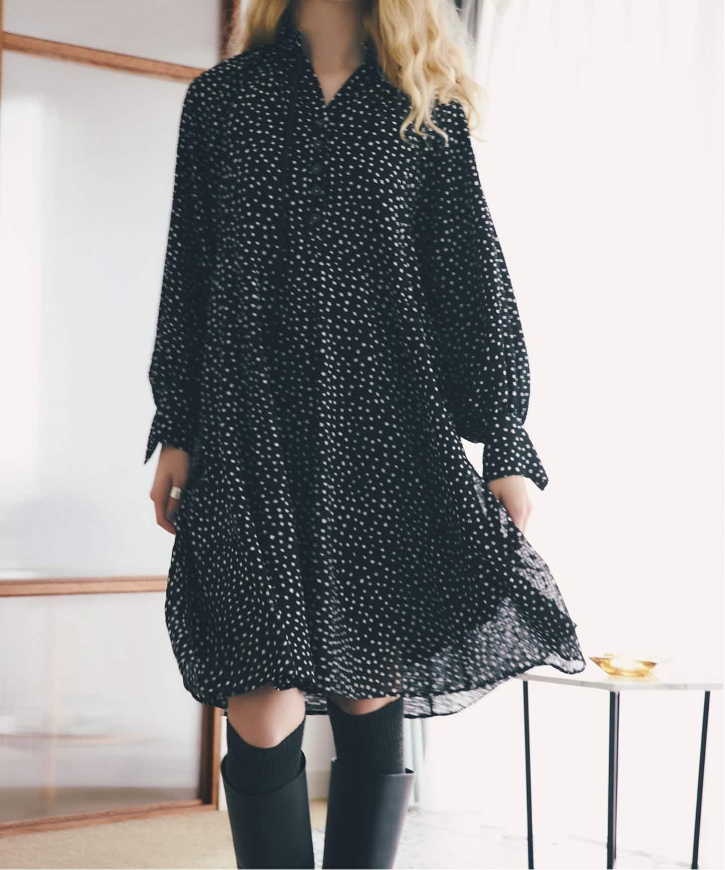 【ラ トータリテ/La TOTALITE】の【洗える】ドットミニワンピース インテリア・キッズ・メンズ・レディースファッション・服の通販 founy(ファニー) 　ファッション　Fashion　レディースファッション　Fashion for Women　ワンピース　Dresses　2025年　2025　2025-2026秋冬・A/W　Autumn/Winter 2025–26 AW25–26　ドット　Polka Dot, Dot Pattern　バランス　Balance, Style Balance　フェミニン　Feminine, Girly　エレガント 上品　Elegant　洗える　Machine Washable　A/W・秋冬　Autumn/Winter　ブラック A|ID: prp329100004828903 ipo3291000000035145271