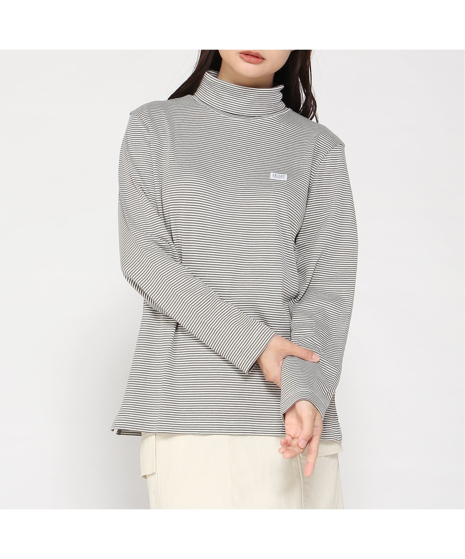 【クロコダイル/CROCODILE】のコットンスムースボーダー タートルネック カットソー インテリア・キッズ・メンズ・レディースファッション・服の通販 founy(ファニー) 　ファッション　Fashion　レディースファッション　Fashion for Women　トップス・カットソー　Cut & Sew Tops　カットソー・ベーシックTシャツ　Cut-and-Sewn Tops / Stretch Tees & Basics　タートルネック・ハイネックトップス　Turtlenecks & High-Neck Tops　おすすめ　Recommended / Our Picks　オレンジ　Orange　カットソー　Cut and Sewn Top　タートルネック　Turtleneck, High Neck　パーカー　Hoodie, Parka　グレー|ID: prp329100004829300 ipo3291000000035148507