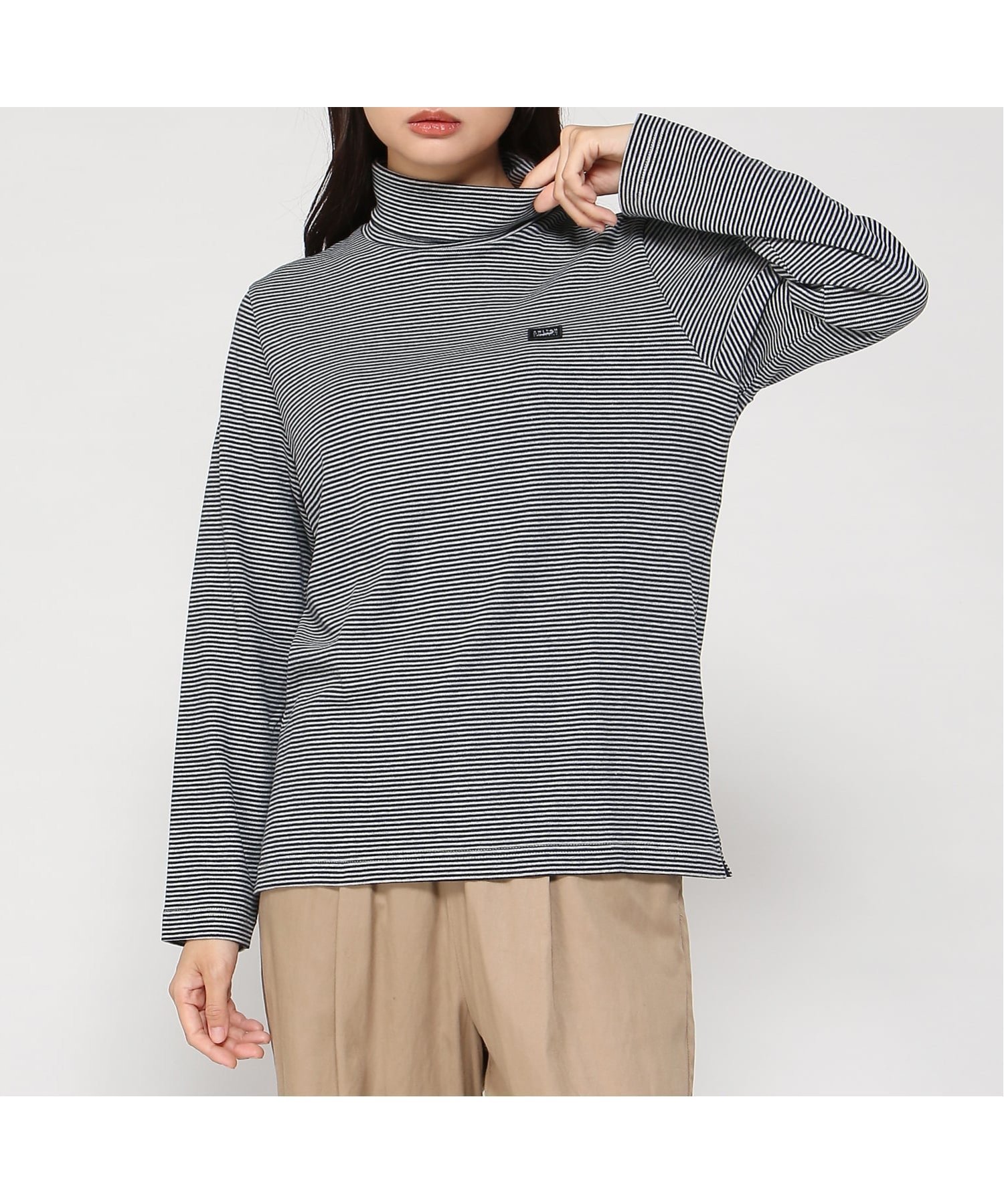 【クロコダイル/CROCODILE】のコットンスムースボーダー タートルネック カットソー インテリア・キッズ・メンズ・レディースファッション・服の通販 founy(ファニー) 　ファッション　Fashion　レディースファッション　Fashion for Women　トップス・カットソー　Cut & Sew Tops　カットソー・ベーシックTシャツ　Cut-and-Sewn Tops / Stretch Tees & Basics　タートルネック・ハイネックトップス　Turtlenecks & High-Neck Tops　おすすめ　Recommended / Our Picks　オレンジ　Orange　カットソー　Cut and Sewn Top　タートルネック　Turtleneck, High Neck　パーカー　Hoodie, Parka　ネイビー|ID: prp329100004829300 ipo3291000000035148508