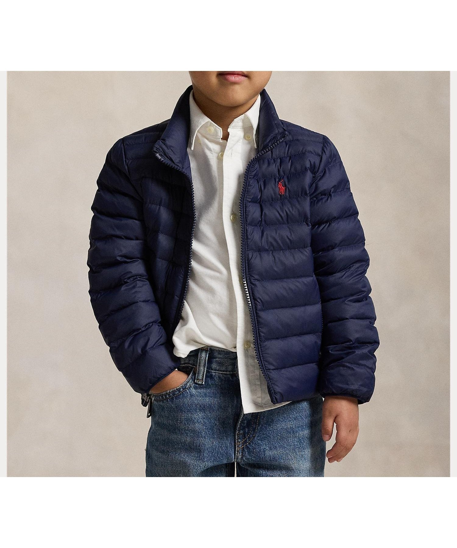 【ラルフローレン/RALPH LAUREN / KIDS】の(ボーイズ 2才~7才)P-Layer 2 パッカブル キルテッド ジャケット インテリア・キッズ・メンズ・レディースファッション・服の通販 founy(ファニー) 　ファッション　Fashion　キッズファッション　Fashion for Kids　アウター　Coat Outerwear /Kids　カフス　Cuff Design　ジャケット　Jacket, Outerwear　ダウン　Down, Puffer　長袖　Long Sleeve, Full Sleeve　フィット　Fit, Slim Fit　フロント　Front, Front Design　プリント　Print, Printed Pattern　ボーイズ　Boyish, Boy Style　モックネック　Mock Neck, Short Turtleneck　410ネイビー|ID: prp329100004829319 ipo3291000000035148649