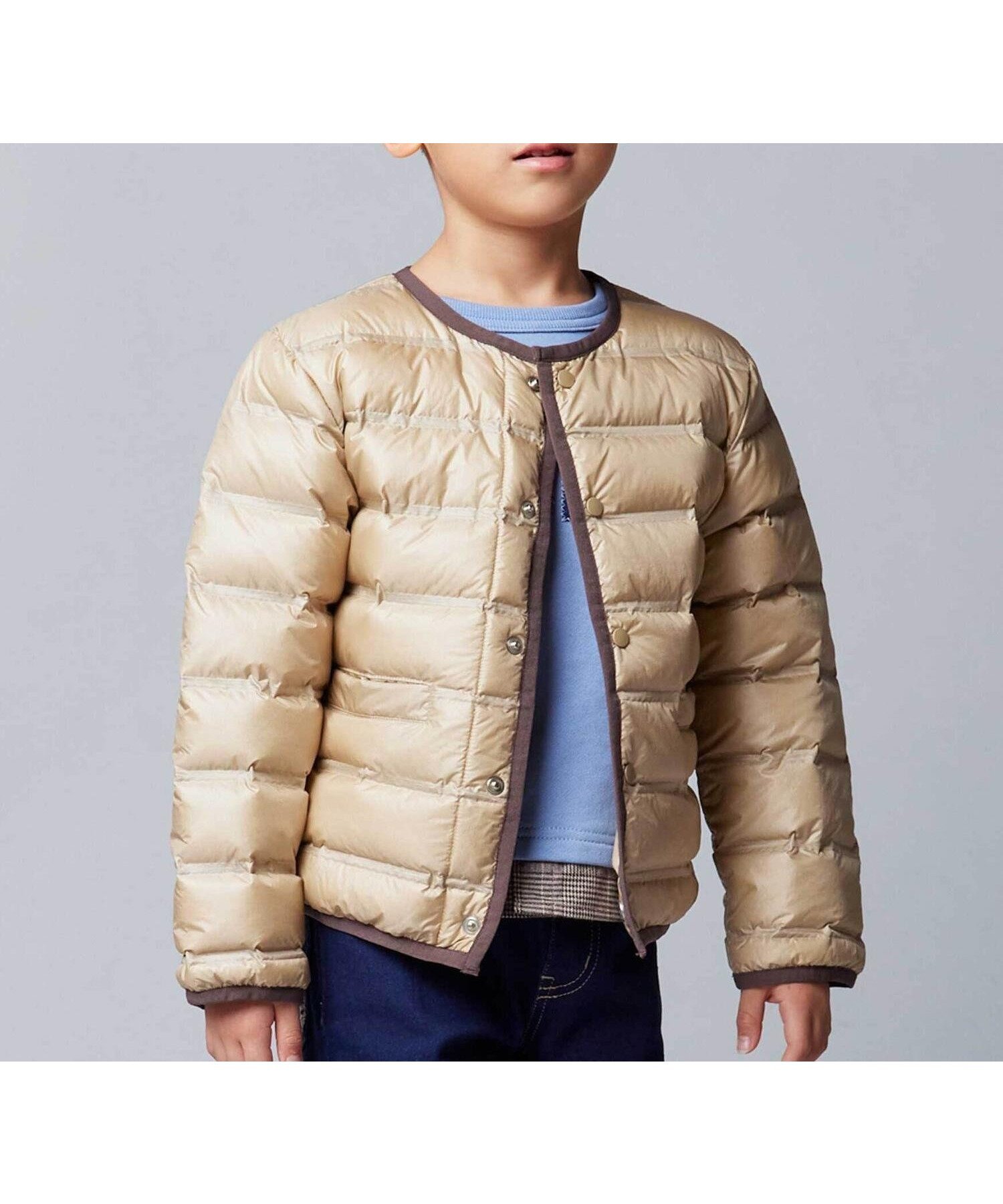 【ベベ オンライン ストア/BEBE ONLINE STORE / KIDS】のパイピング配色タフタライトダウンブルゾン(90~160cm) インテリア・キッズ・メンズ・レディースファッション・服の通販 founy(ファニー) 　ファッション　Fashion　キッズファッション　Fashion for Kids　カラフル　Colorful Design　コレクション　Collection, Seasonal Line　コンパクト　Compact, Small Size　軽量　Lightweight, Ultra Light　シンプル　Simple, Minimal　ジャケット　Jacket, Outerwear　タフタ　Taffeta, Structured Fabric　ダウン　Down, Puffer　チェック　Check, Plaid, Tartan　パイピング　Piping, Trim Design　フランス　France, French　ベーシック　Basic, Essential　ライナー　Liner, Inner Layer　ワンポイント　One Point, Statement Accent　A/W・秋冬　Autumn/Winter　エレガント 上品　Elegant　2025年　2025　2025-2026秋冬・A/W　Autumn/Winter 2025–26 AW25–26　ベージュ|ID: prp329100004829322 ipo3291000000035148665