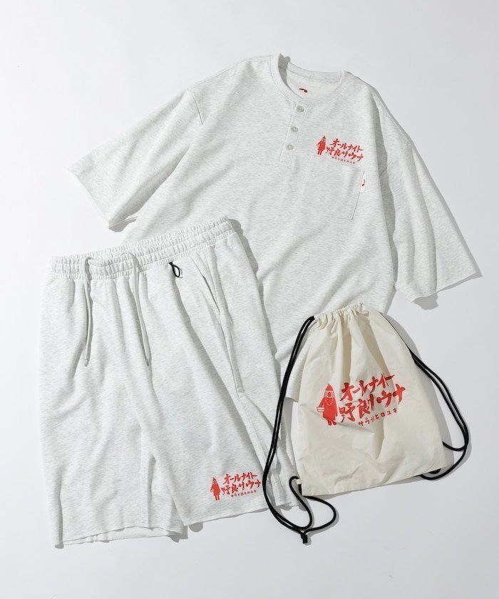 【フリークスストア/FREAK'S STORE】の別注 KANNAIGI × サウナ田ヒロユキ 裏毛/館内着/セットアップ 25AW インテリア・キッズ・メンズ・レディースファッション・服の通販 founy(ファニー) 　ファッション　Fashion　レディースファッション　Fashion for Women　セットアップ　Matching Sets　アロハ　Aloha　イエロー　Yellow　セットアップ　Set-Up, Coordinated Outfit　センター　Center, Center Line　タオル　Towel, Bath Towel　ドローコード　Drawcord, Drawstring Cord　人気　Popular, Best Seller　フラワー　Flower, Floral　プリント　Print, Printed Pattern　ポケット　Pocket, Pocket Detail　別注　Limited Edition, Custom Order　リラックス　Relax, Relaxed Fit　A/W・秋冬　Autumn/Winter　冬　Winter / This Winter　おすすめ　Recommended / Our Picks　2025年　2025　2025-2026秋冬・A/W　Autumn/Winter 2025–26 AW25–26　グレー|ID: prp329100004829397 ipo3291000000035149472