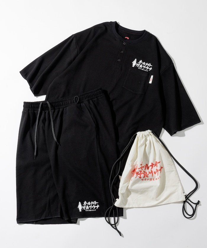 【フリークスストア/FREAK'S STORE】の別注 KANNAIGI × サウナ田ヒロユキ 裏毛/館内着/セットアップ 25AW インテリア・キッズ・メンズ・レディースファッション・服の通販 founy(ファニー) 　ファッション　Fashion　レディースファッション　Fashion for Women　セットアップ　Matching Sets　アロハ　Aloha　イエロー　Yellow　セットアップ　Set-Up, Coordinated Outfit　センター　Center, Center Line　タオル　Towel, Bath Towel　ドローコード　Drawcord, Drawstring Cord　人気　Popular, Best Seller　フラワー　Flower, Floral　プリント　Print, Printed Pattern　ポケット　Pocket, Pocket Detail　別注　Limited Edition, Custom Order　リラックス　Relax, Relaxed Fit　A/W・秋冬　Autumn/Winter　冬　Winter / This Winter　おすすめ　Recommended / Our Picks　2025年　2025　2025-2026秋冬・A/W　Autumn/Winter 2025–26 AW25–26　ブラック|ID: prp329100004829397 ipo3291000000035149473