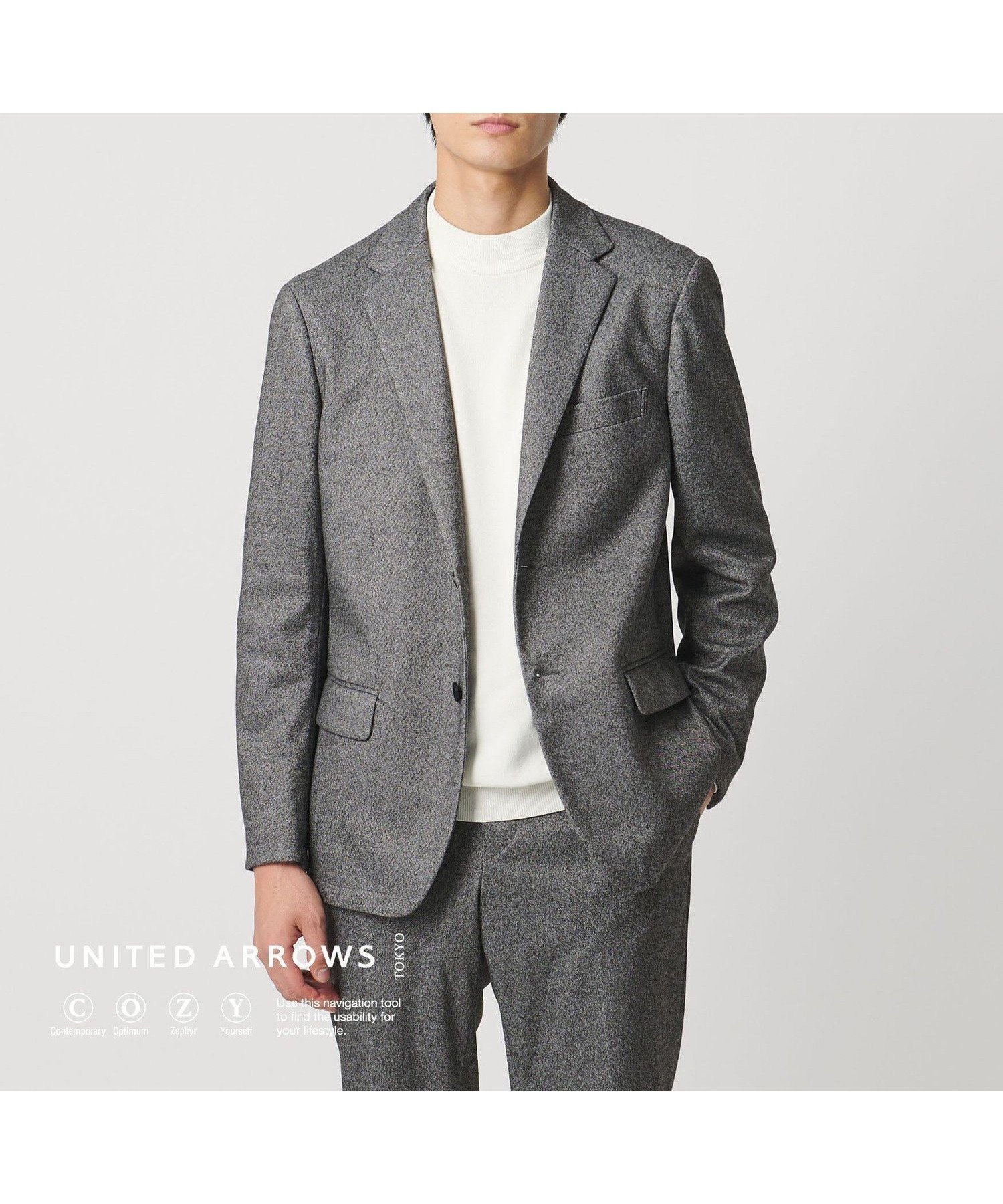 【ユナイテッドアローズ/UNITED ARROWS / MEN】のホームスパン ジャージー シングル2ボタン テーラードジャケット UA COZY ウォッシャブル ヨコストレッチ 防しわ インテリア・キッズ・メンズ・レディースファッション・服の通販 founy(ファニー) 　ファッション　Fashion　メンズファッション　Fashion for Men　ウォッシャブル　Machine Washable　ジャケット　Jacket, Outerwear　ストレッチ　Stretch, Stretchy Fabric　スラックス　Slacks, Dress Pants　セットアップ　Set-Up, Coordinated Outfit　フォルム　Silhouette, Form　フラップ　Flap, Flap Pocket　フロント　Front, Front Design　ポケット　Pocket, Pocket Detail　リラックス　Relax, Relaxed Fit　冬　Winter / This Winter　ビジネス 仕事 通勤　Business / Work / Commuting　MD.GRAY|ID: prp329100004829458 ipo3291000000035150036