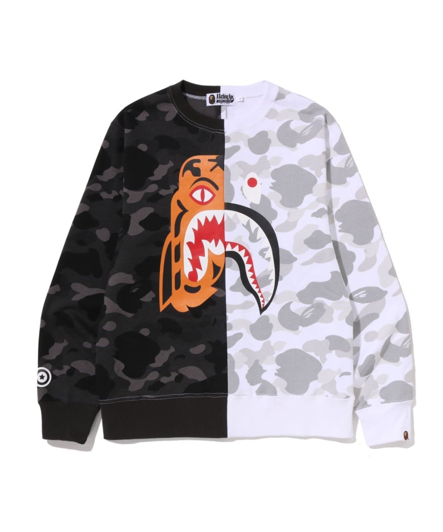 【アベイシングエイプ/A BATHING APE / MEN】のCOLOR CAMO TIGER SHARK CREWNECK SWEATSHIRT 人気、トレンドファッション・服の通販 founy(ファニー) ファッション Fashion メンズファッション Fashion for Men トップス・カットソー Cut & Sew Tops パーカー・フーディー / カジュアルコーデ Hoodies & Parkas メンズシャツ Shirts フロント Front, Front Design プリント Print, Printed Pattern モチーフ Motif, Design Theme ラバー Rubber, Rubber Sole other-1|ID: prp329100004829494 ipo3291000000035150365