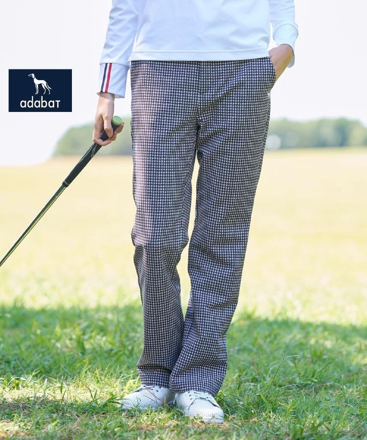 【アダバット/adabat】の【ADABAT NAVY】ハイブリットダウンストレートパンツ インテリア・キッズ・メンズ・レディースファッション・服の通販 founy(ファニー) 　ファッション　Fashion　レディースファッション　Fashion for Women　パンツ　Pants & Trousers　スタイリッシュ　Stylish, Fashionable　ストレッチ　Stretch, Stretchy Fabric　スマート　Smart, Elegant　ダウン　Down, Puffer　チェック　Check, Plaid, Tartan　定番　Standard, Basic Item　パターン　Pattern, Design Print　フロント　Front, Front Design　プリント　Print, Printed Pattern　プレート　Plate, Dish　ボンディング　Bonding, Bonded Fabric　ポケット　Pocket, Pocket Detail　防寒　Cold Protection, Winter-Ready　メタル　Metal, Metal Parts　ラウンド　Round, Round Neck　冬　Winter / This Winter　ゴルフ　Golf　ブラック|ID: prp329100004829508 ipo3291000000035150451