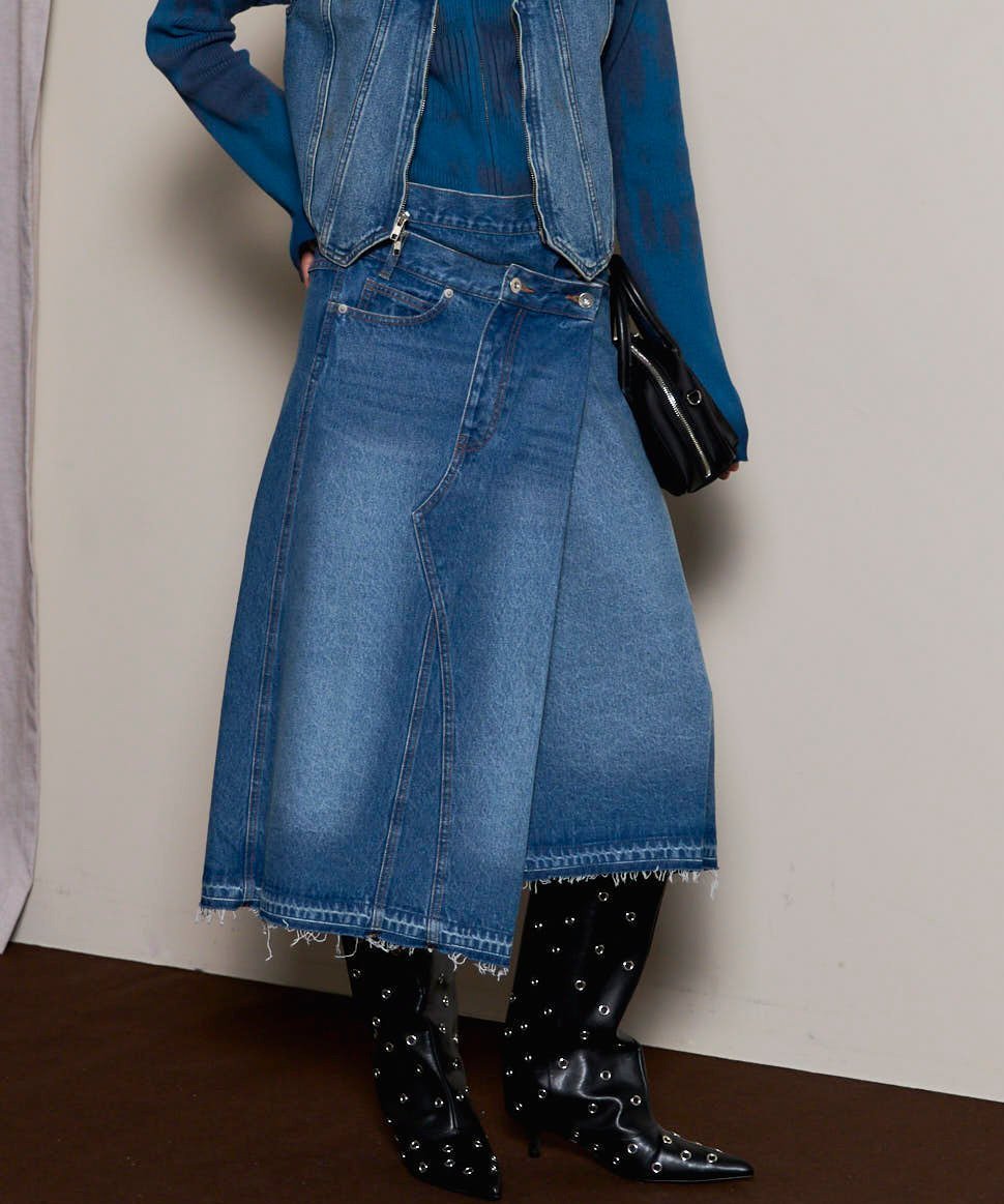 【メゾンスペシャル/MAISON SPECIAL】のAsymmetry Denim Skirt インテリア・キッズ・メンズ・レディースファッション・服の通販 founy(ファニー) ファッション Fashion レディースファッション Fashion for Women スカート Skirts デニムスカート・カジュアルスカート Denim Skirts デニム Denim, Jeans Material バランス Balance, Style Balance ポケット Pocket, Pocket Detail ロング Long, Long-Length BLU|ID: prp329100004829550 ipo3291000000035150844