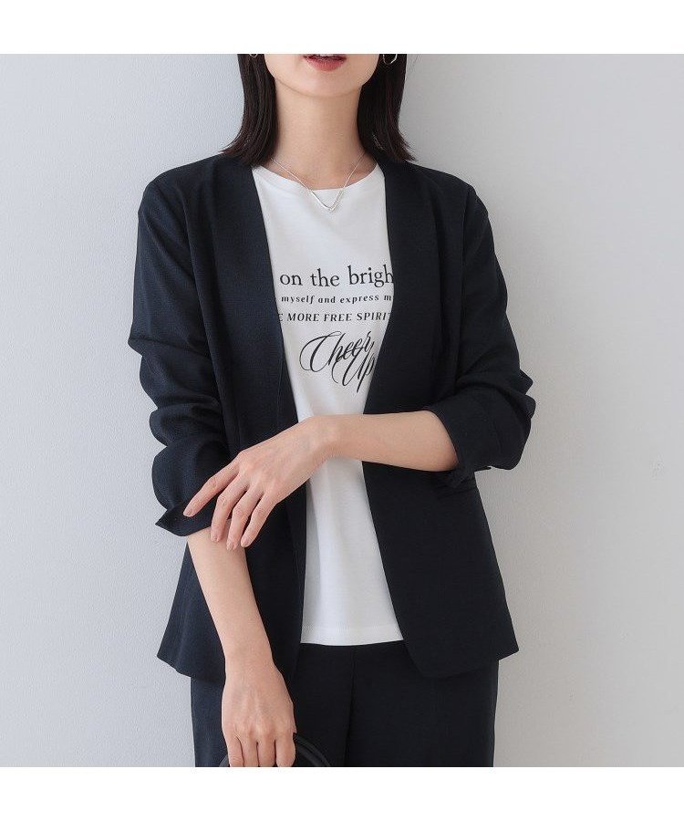 【インディヴィ/INDIVI】の【こなれSETUP/ストライプ柄】リネンライクノーカラージャケット インテリア・キッズ・メンズ・レディースファッション・服の通販 founy(ファニー) 　ファッション　Fashion　レディースファッション　Fashion for Women　アウター　Coat / Outerwear Collection　レディースジャケット・軽アウター　Jackets　ノーカラージャケット / シンプル上品コーデ　Collarless Jackets　オックス　Oxford Fabric　カーディガン　Cardigan, Knitwear　ジャケット　Jacket, Outerwear　ストライプ　Stripe, Striped Pattern　スマート　Smart, Elegant　セットアップ　Set-Up, Coordinated Outfit　トレンド　Trend, Trending Now　ボトム　Bottoms, Lower Wear　ポケット　Pocket, Pocket Detail　ワイド　Wide, Wide Fit　おすすめ　Recommended / Our Picks　ネイビー|ID: prp329100004829554 ipo3291000000035150916