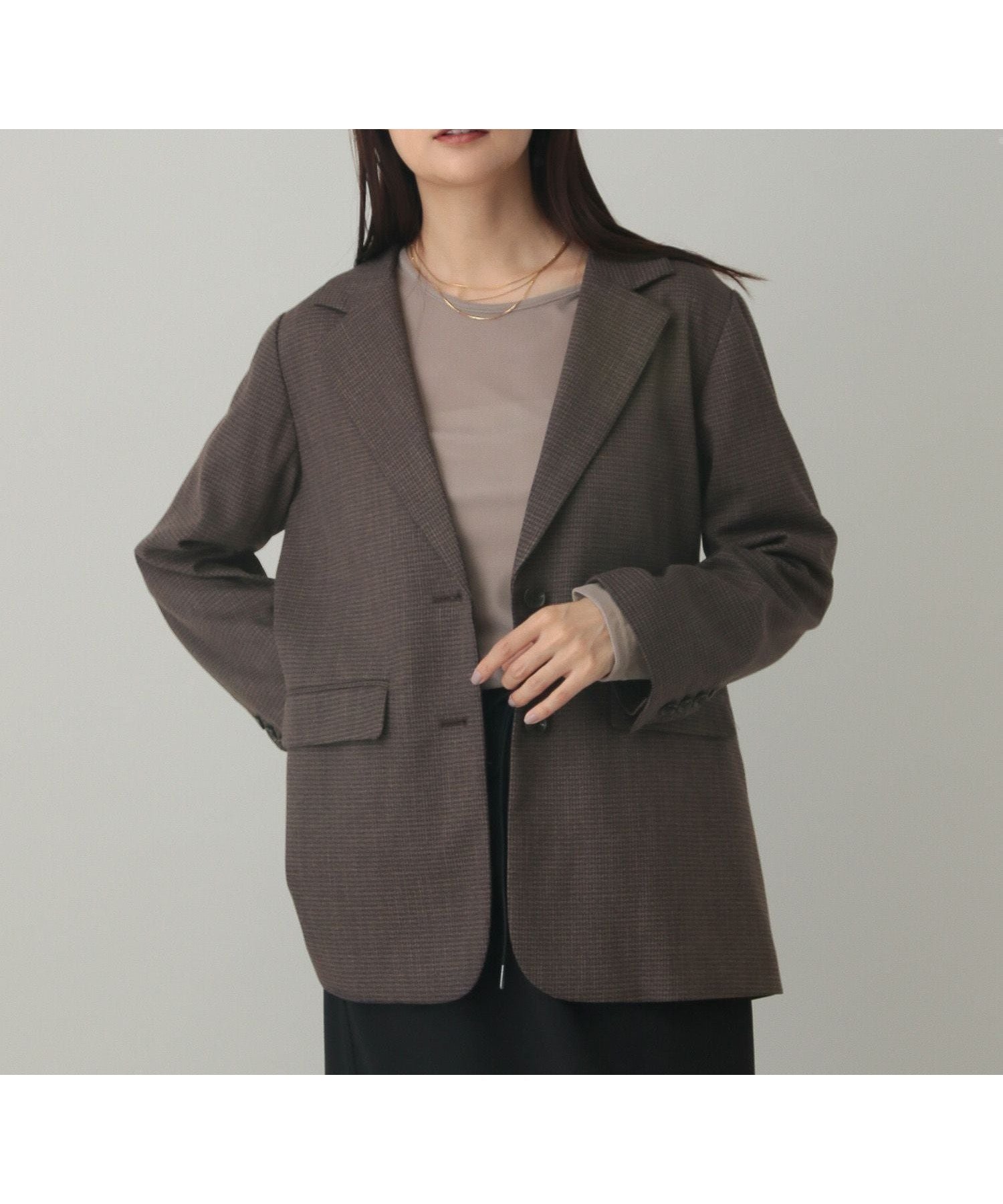 【グローバルワーク/GLOBAL WORK】のMATINEE LINE/ウールライク/シングルジャケット/601510 インテリア・キッズ・メンズ・レディースファッション・服の通販 founy(ファニー) ファッション Fashion レディースファッション Fashion for Women アウター Coat / Outerwear Collection レディースジャケット・軽アウター Jackets なめらか Smooth, Silky Texture ジャケット Jacket, Outerwear ストレッチ Stretch, Stretchy Fabric 無地 Plain, Solid Color ブラウン×千鳥59|ID: prp329100004829573 ipo3291000000035151254