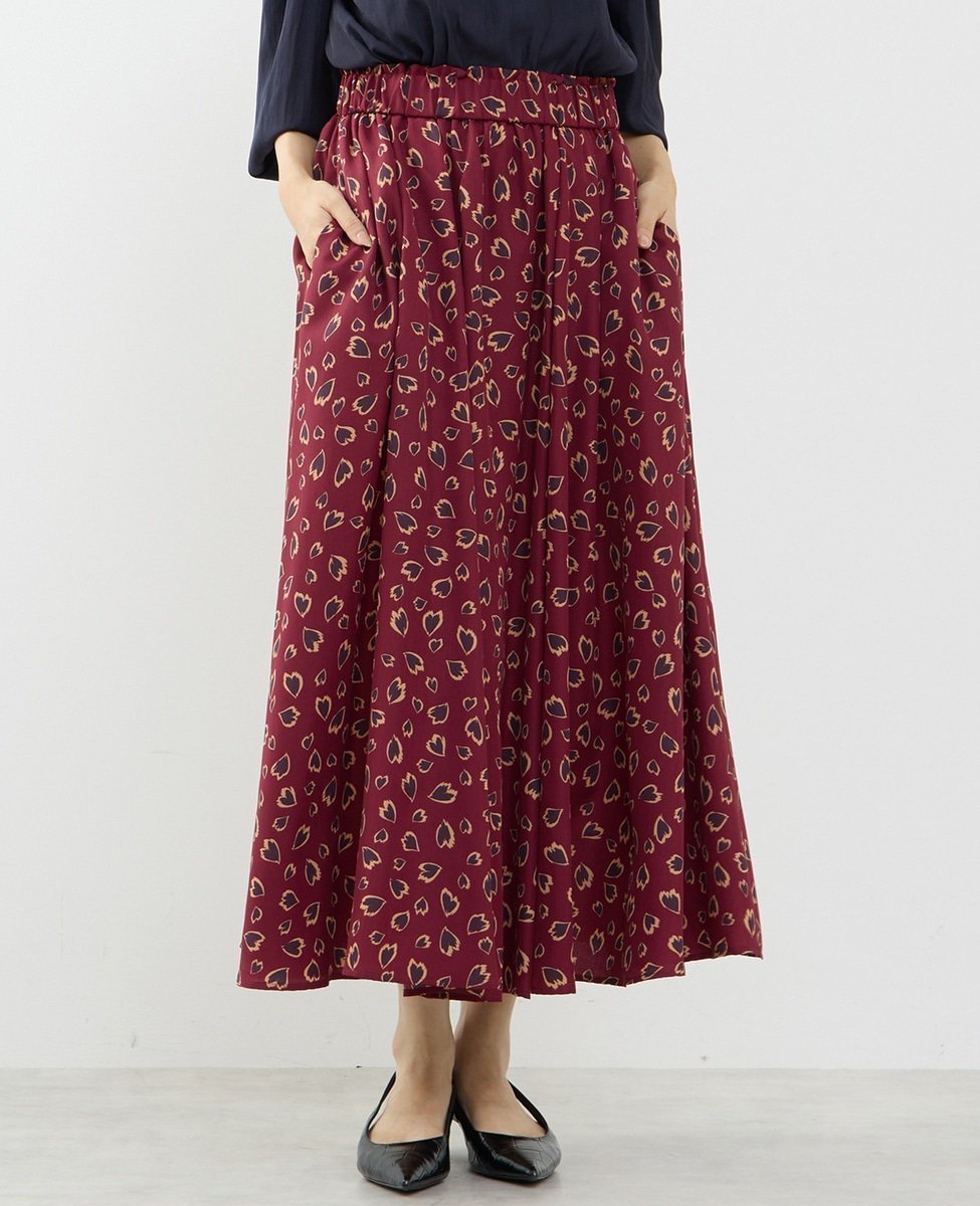 【ティアラ/Tiara】のレオパードプリントギャザーフレアスカート インテリア・キッズ・メンズ・レディースファッション・服の通販 founy(ファニー) 　ファッション　Fashion　レディースファッション　Fashion for Women　スカート　Skirts　Aライン・フレアスカート　A-Line & Flared Skirts　トレンド　Trend, Trending Now　フレア　Flare, Flared　フロント　Front, Front Design　プリント　Print, Printed Pattern　レオパード　Leopard, Animal Print　今季　This Season, Current Season　ボルドー|ID: prp329100004829580 ipo3291000000035151360