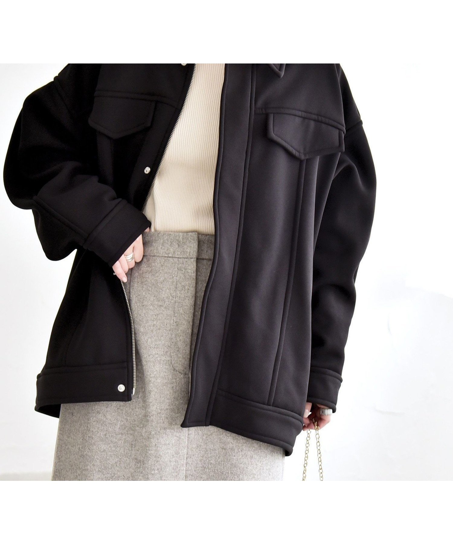 【シップス フォー ウィメン/SHIPS】のquaranciel 洗濯機可能 ダンボール 裏起毛 コクーン オーバー シャツ ジャケット インテリア・キッズ・メンズ・レディースファッション・服の通販 founy(ファニー) ファッション Fashion レディースファッション Fashion for Women アウター Coat / Outerwear Collection レディースジャケット・軽アウター Jackets 洗える Machine Washable カットソー Cut and Sewn Top コクーン Cocoon, Cocoon Silhouette シンプル Simple, Minimal ジップ Zip, Zipper ジャケット Jacket, Outerwear スウェット / スエット Sweatshirt, Sweatwear タートル Turtleneck, Turtle Collar フォルム Silhouette, Form フラップ Flap, Flap Pocket フロント Front, Front Design ブルゾン Blouson, Bomber Jacket ポケット Pocket, Pocket Detail リラックス Relax, Relaxed Fit ロング Long, Long-Length ワイド Wide, Wide Fit おすすめ Recommended / Our Picks 2025年 2025 2025-2026秋冬・A/W Autumn/Winter 2025–26 AW25–26 ブラック|ID: prp329100004829581 ipo3291000000035151368