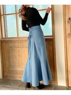 【ジュノア/JUNOAH】のデニムバックレースアップフレアスカート 人気、トレンドファッション・服の通販 founy(ファニー) ファッション Fashion レディースファッション Fashion for Women スカート Skirts Aライン・フレアスカート A-Line & Flared Skirts thumbnail ブルー|ID: prp329100004829595 ipo3291000000035151461
