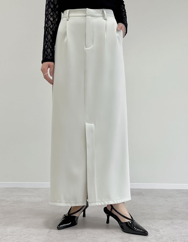 【リエディ/Re:EDIT】のカットツイルセンターベンツスカート インテリア・キッズ・メンズ・レディースファッション・服の通販 founy(ファニー) 　ファッション　Fashion　レディースファッション　Fashion for Women　スカート　Skirts　2025年　2025　2025春夏・S/S　Spring/Summer 2025 SS25　コンパクト　Compact, Small Size　ジャケット　Jacket, Outerwear　セットアップ　Set-Up, Coordinated Outfit　バランス　Balance, Style Balance　フロント　Front, Front Design　ベーシック　Basic, Essential　ループ　Loop, Loop Knit　ロング　Long, Long-Length　ホワイト|ID: prp329100004829608 ipo3291000000035151572