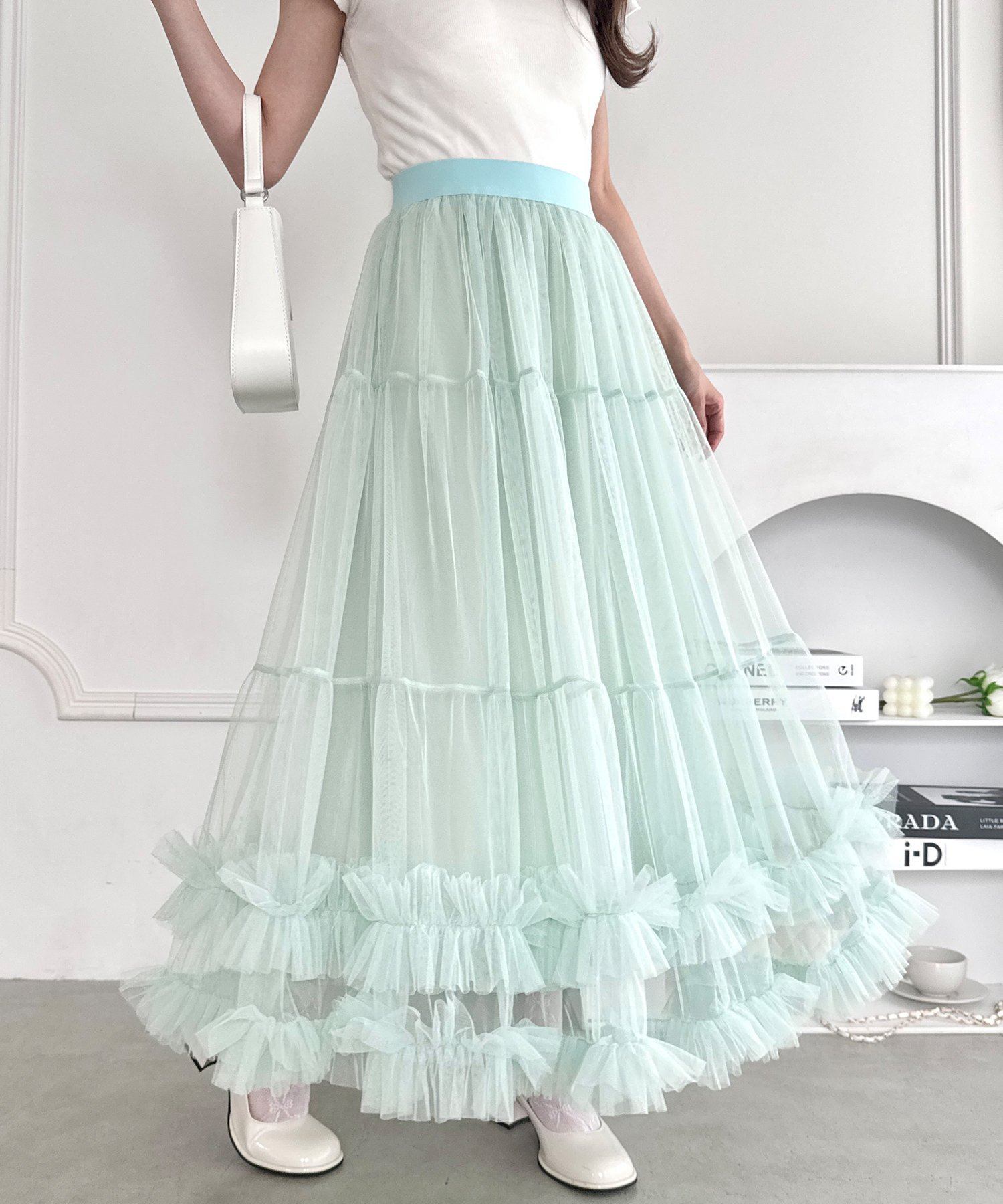 【アウトフィッター ラボ/Outfitter lab】のボリュームヘムチュールティアードスカート レディース ロング マキシ インテリア・キッズ・メンズ・レディースファッション・服の通販 founy(ファニー) 　ファッション　Fashion　レディースファッション　Fashion for Women　スカート　Skirts　ティアードスカート　Tiered Skirts　ウェーブ　Wavy Pattern　カーディガン　Cardigan, Knitwear　ガーリー　Girly, Feminine Style　シンプル　Simple, Minimal　スウェット / スエット　Sweatshirt, Sweatwear　スポーツ　Sports, Activewear　長袖　Long Sleeve, Full Sleeve　バランス　Balance, Style Balance　パーカー　Hoodie, Parka　ビスチェ　Bustier, Corset Top　フリル　Frill, Ruffle　フレア　Flare, Flared　半袖　Short Sleeve, Half Sleeve　マキシ　Maxi, Full Length　ロング　Long, Long-Length　A/W・秋冬　Autumn/Winter　S/S・春夏　SS, Spring/Summer, Warm Season　おすすめ　Recommended / Our Picks　夏　Summer　ミント|ID: prp329100004829617 ipo3291000000035151681