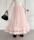 【アウトフィッター ラボ/Outfitter lab】のボリュームヘムチュールティアードスカート レディース ロング マキシ ピンク|ID: prp329100004829617 ipo3291000000035151682