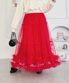 【アウトフィッター ラボ/Outfitter lab】のボリュームヘムチュールティアードスカート レディース ロング マキシ レッド|ID: prp329100004829617 ipo3291000000035151684