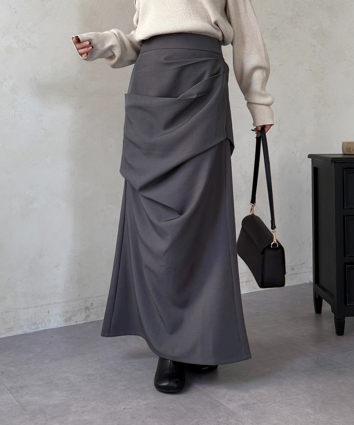 【ゼヴォン/Thevon】のドレープマーメイドスカート インテリア・キッズ・メンズ・レディースファッション・服の通販 founy(ファニー) ファッション Fashion レディースファッション Fashion for Women スカート Skirts アクセサリー Fashion Accessories エレガント 上品 Elegant ギャザー Gathered, Ruffled シンプル Simple, Minimal マーメイド Mermaid, Fishtail Silhouette リブニット Rib Knit, Ribbed Knit 再入荷 Restock / Back in Stock おすすめ Recommended / Our Picks 2026年 2026 チャコールグレー|ID: prp329100004829626 ipo3291000000035151784