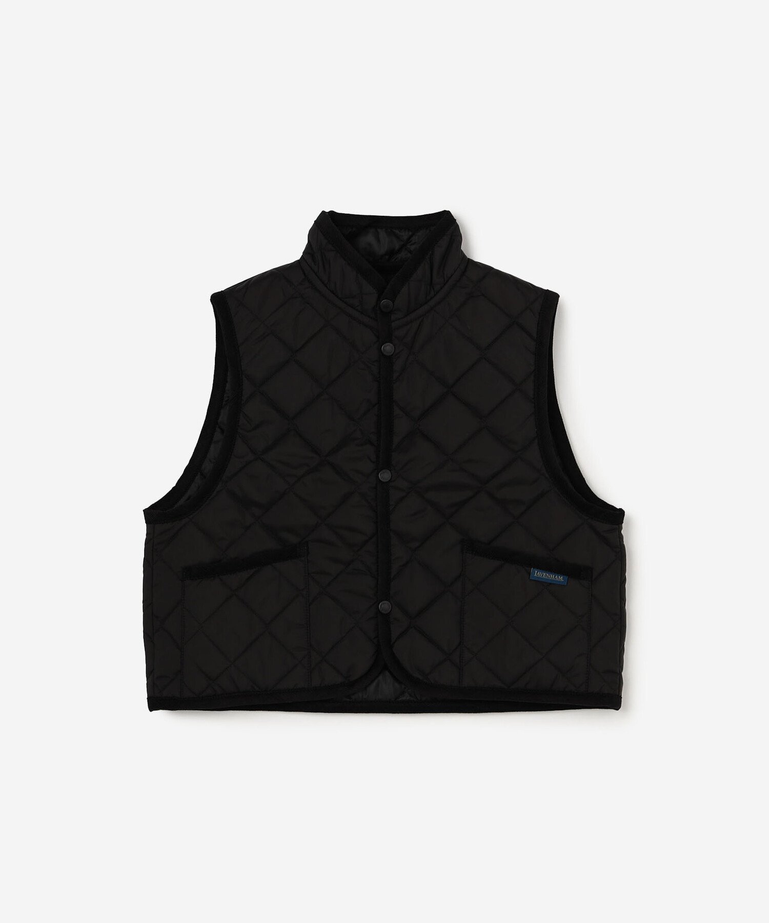 【ビショップ/Bshop】の別注 クロップド スタンドカラーキルティングベスト WOMEN インテリア・キッズ・メンズ・レディースファッション・服の通販 founy(ファニー) 　ファッション　Fashion　レディースファッション　Fashion for Women　アウター　Coat / Outerwear Collection　トップス・カットソー　Cut & Sew Tops　ベスト&ジレ / 重ね着スタイル　Vests & Gilets　キルティング　Quilted, Quilting　クロップド　Cropped, Short Length　コンパクト　Compact, Small Size　コーデュロイ　Corduroy, Cord Fabric　軽量　Lightweight, Ultra Light　スタンド　Stand Collar, Upright Stand　ダイヤモンド　Diamond, Brilliant Cut　定番　Standard, Basic Item　パッチ　Patch, Appliqué　ブランケット　Blanket, Throw Blanket　ベスト　Vest, Waistcoat　ポケット　Pocket, Pocket Detail　別注　Limited Edition, Custom Order　BLACK|ID: prp329100004829635 ipo3291000000035151858