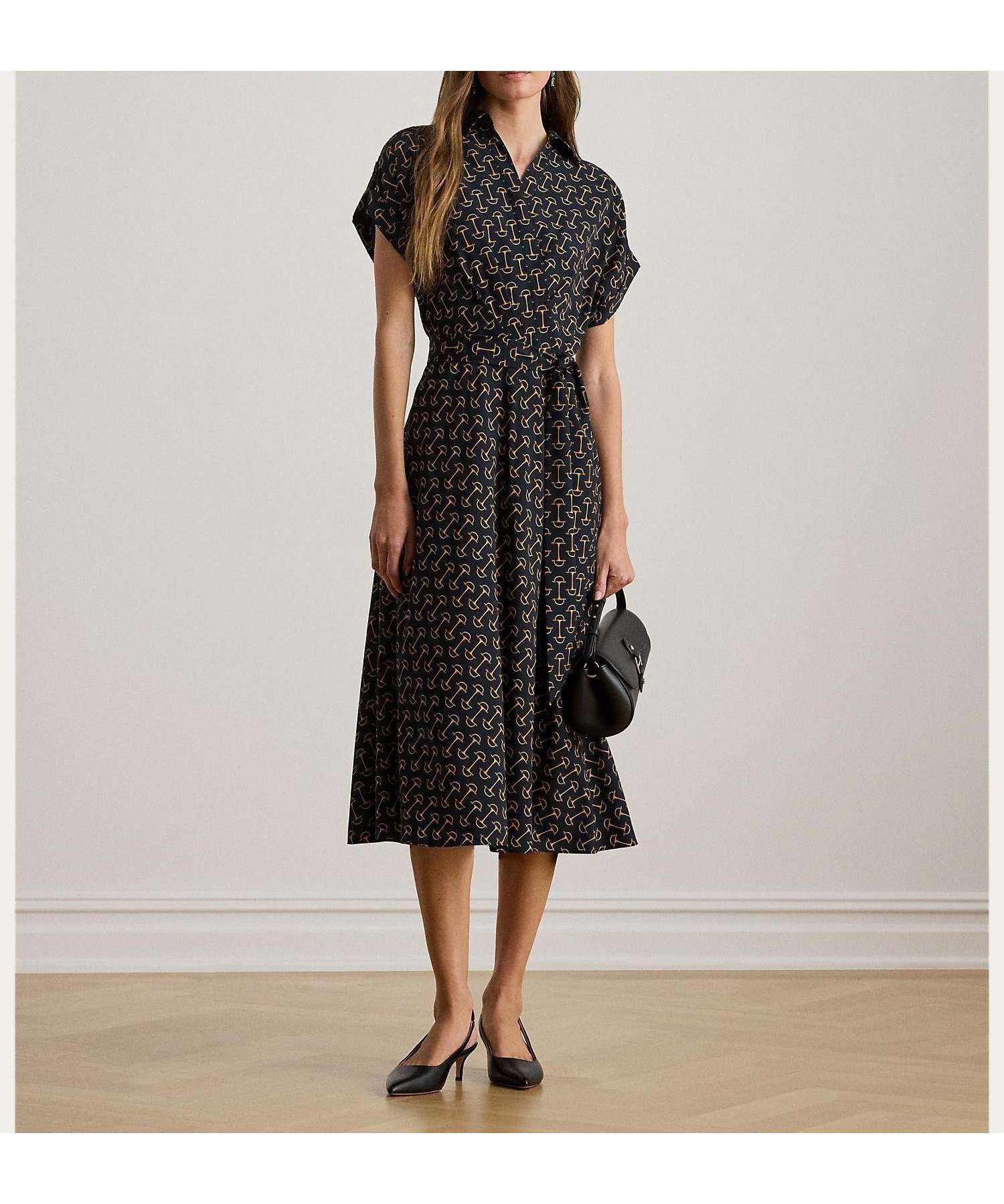【ラルフローレン/RALPH LAUREN】のジオプリント ベルテッド クレープ ドレス 人気、トレンドファッション・服の通販 founy(ファニー) 　ファッション　Fashion　レディースファッション　Fashion for Women　ワンピース　Dresses　フォーマル・パーティードレス・結婚式用ドレス　Elegant & Casual Dresses　スプリング　Spring, Spring Collection　ドレス　Dress, One-Piece　バランス　Balance, Style Balance　フェミニン　Feminine, Girly　フロント　Front, Front Design　プリント　Print, Printed Pattern　メタル　Metal, Metal Parts　ループ　Loop, Loop Knit　半袖　Short Sleeve, Half Sleeve　 other-1|ID: prp329100004829636 ipo3291000000035151906