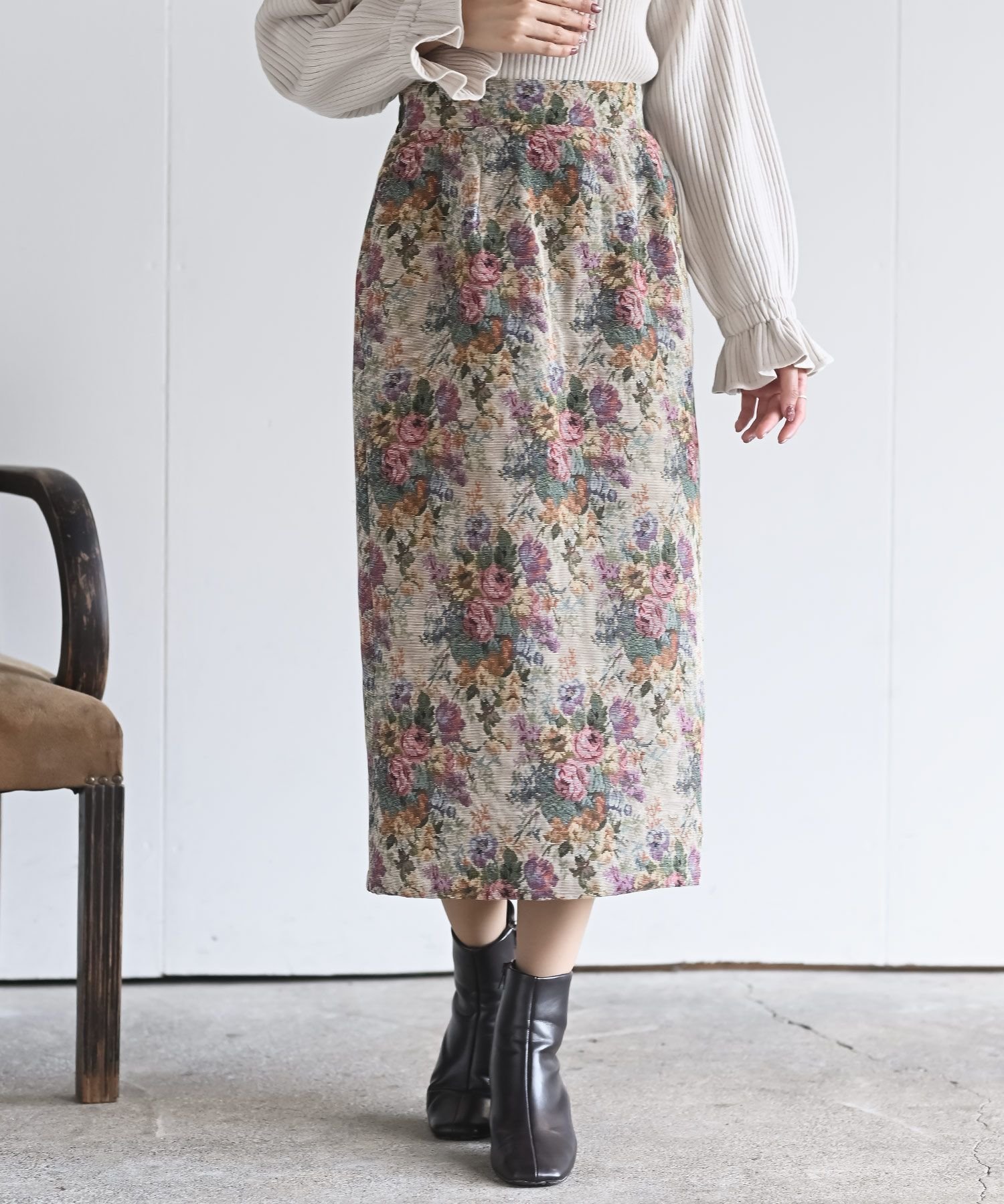 【アールピーエス/rps】のゴブランタイトスカート インテリア・キッズ・メンズ・レディースファッション・服の通販 founy(ファニー) 　ファッション　Fashion　レディースファッション　Fashion for Women　スカート　Skirts　シンプル　Simple, Minimal　タイトスカート　Pencil Skirt, Tight Skirt　ポケット　Pocket, Pocket Detail　ヴィンテージ　Vintage Style　猫　Cat, Kitty　アイボリー|ID: prp329100004829640 ipo3291000000035151955