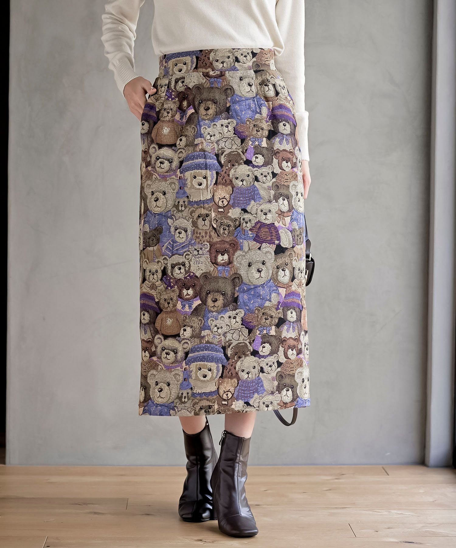 【アールピーエス/rps】のゴブランタイトスカート インテリア・キッズ・メンズ・レディースファッション・服の通販 founy(ファニー) 　ファッション　Fashion　レディースファッション　Fashion for Women　スカート　Skirts　シンプル　Simple, Minimal　タイトスカート　Pencil Skirt, Tight Skirt　ポケット　Pocket, Pocket Detail　ヴィンテージ　Vintage Style　猫　Cat, Kitty　ブラウン|ID: prp329100004829640 ipo3291000000035151957