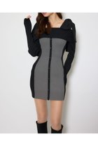 【リエンダ/rienda】のバイカラーオフショルリボンニットミニワンピース 人気、トレンドファッション・服の通販 founy(ファニー) ファッション Fashion レディースファッション Fashion for Women ワンピース Dresses おすすめ Recommended / Our Picks ショルダー Shoulder, Shoulder Strap フェミニン Feminine, Girly リボン Ribbon, Bow ロング Long, Long-Length 再入荷 Restock / Back in Stock 羽織 Haori, Light Jacket thumbnail L/BLK1|ID: prp329100004829649 ipo3291000000035152105